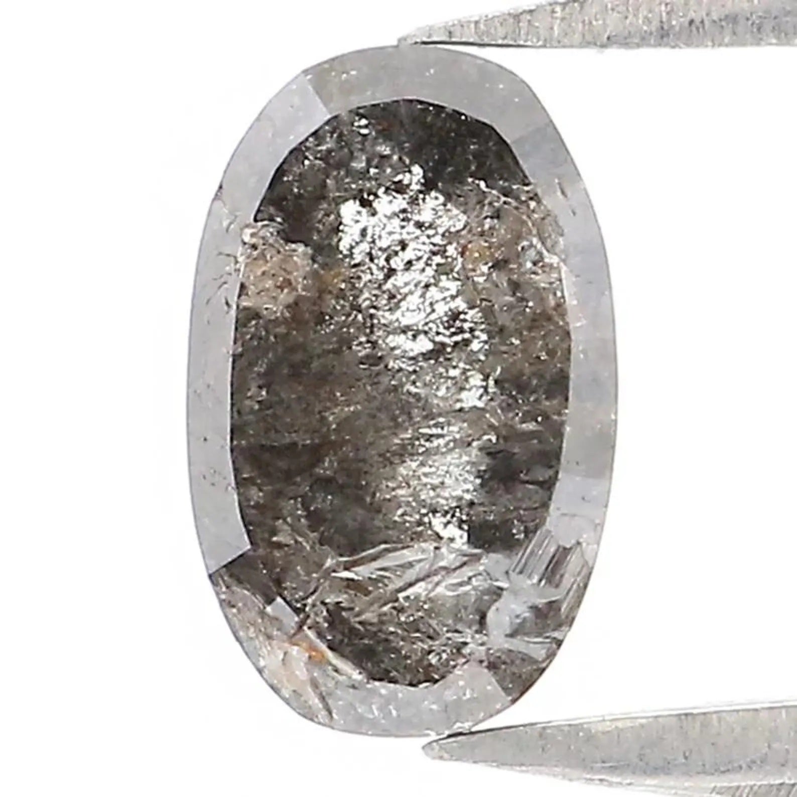 0.58 CT Natural Loose Oval Shape Diamond Salt And Pepper Oval Diamond 6.50 MM Natural Loose Black Grey Color Oval Rose Cut Diamond NQ2040