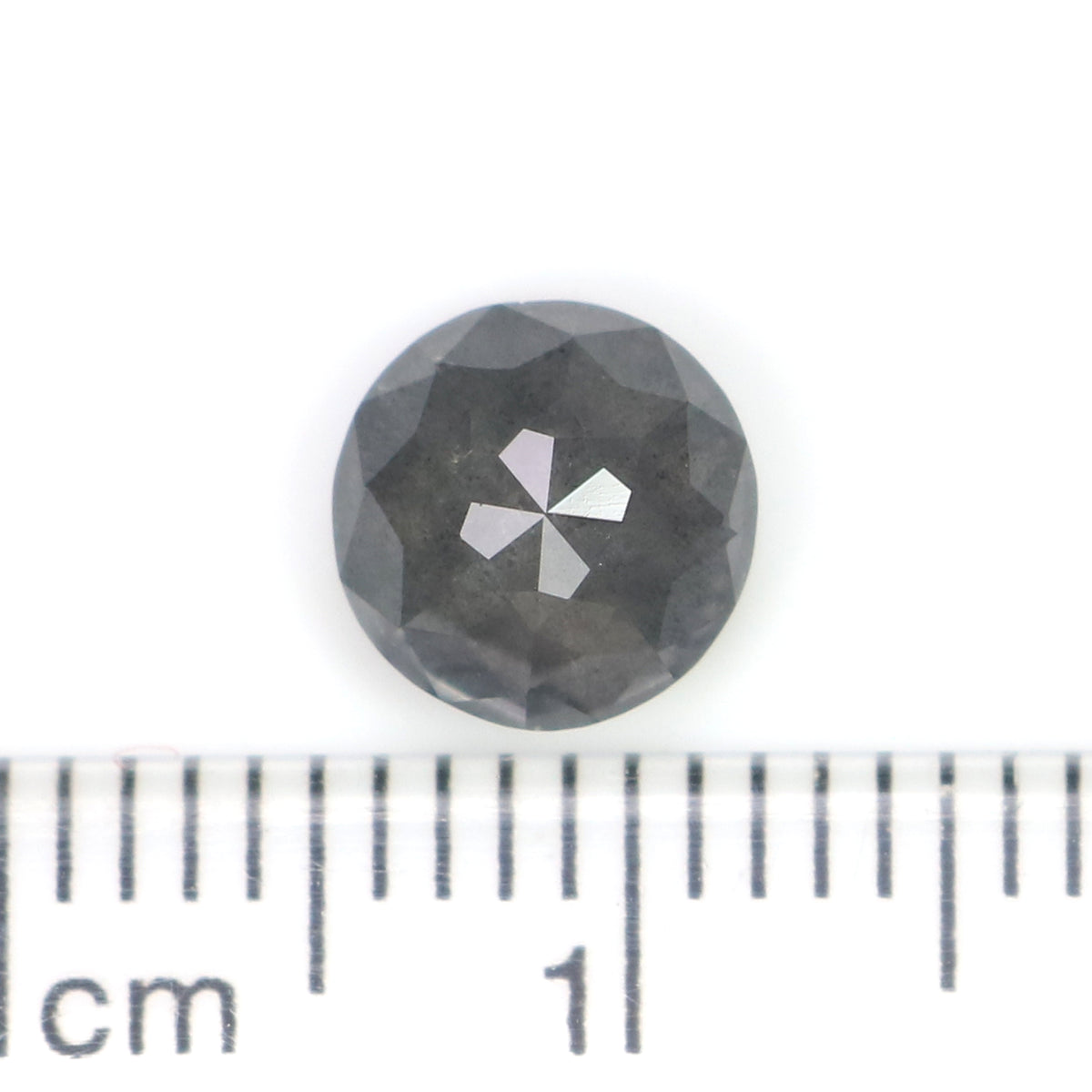 Natural Round Salt and Pepper Diamond 1.37 CT Loose Rose Cut Black Grey Stone 6.82 MM Rustic Diamond For Custom Engagement Ring L3690