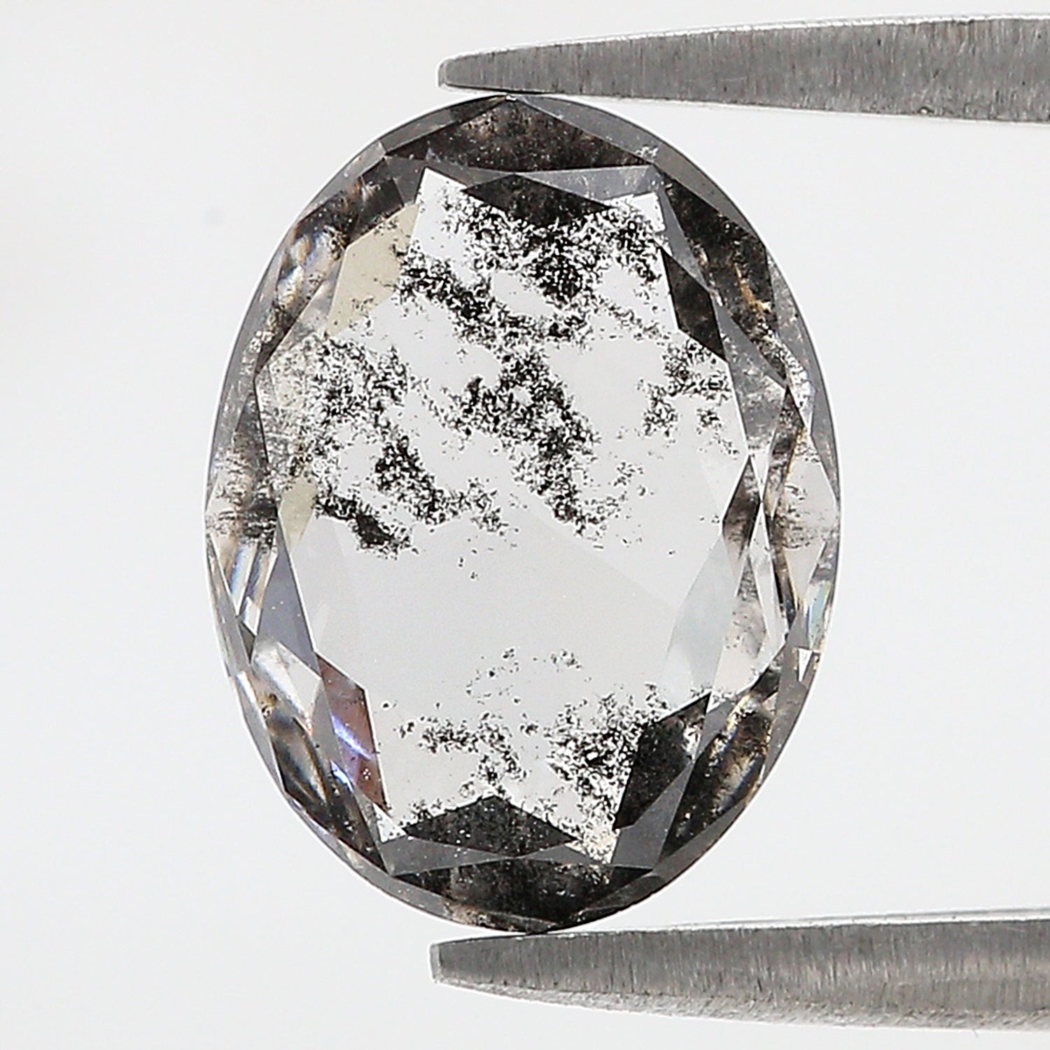 2.29 CT Oval Rose Cut Salt And Pepper Lab Grown 11.70 MM Loose Diamond CVD Fancy Black Grey Color Lab Created Antique Shape Diamonds L3525