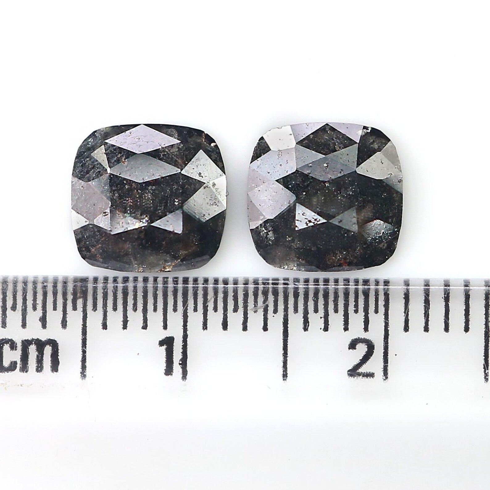 1.77 CT Natural Loose Cushion Shape Pair Diamond Salt And Pepper Cushion Diamond 7.70 MM Natural Black Grey Cushion Rose Cut Diamond NQ2541