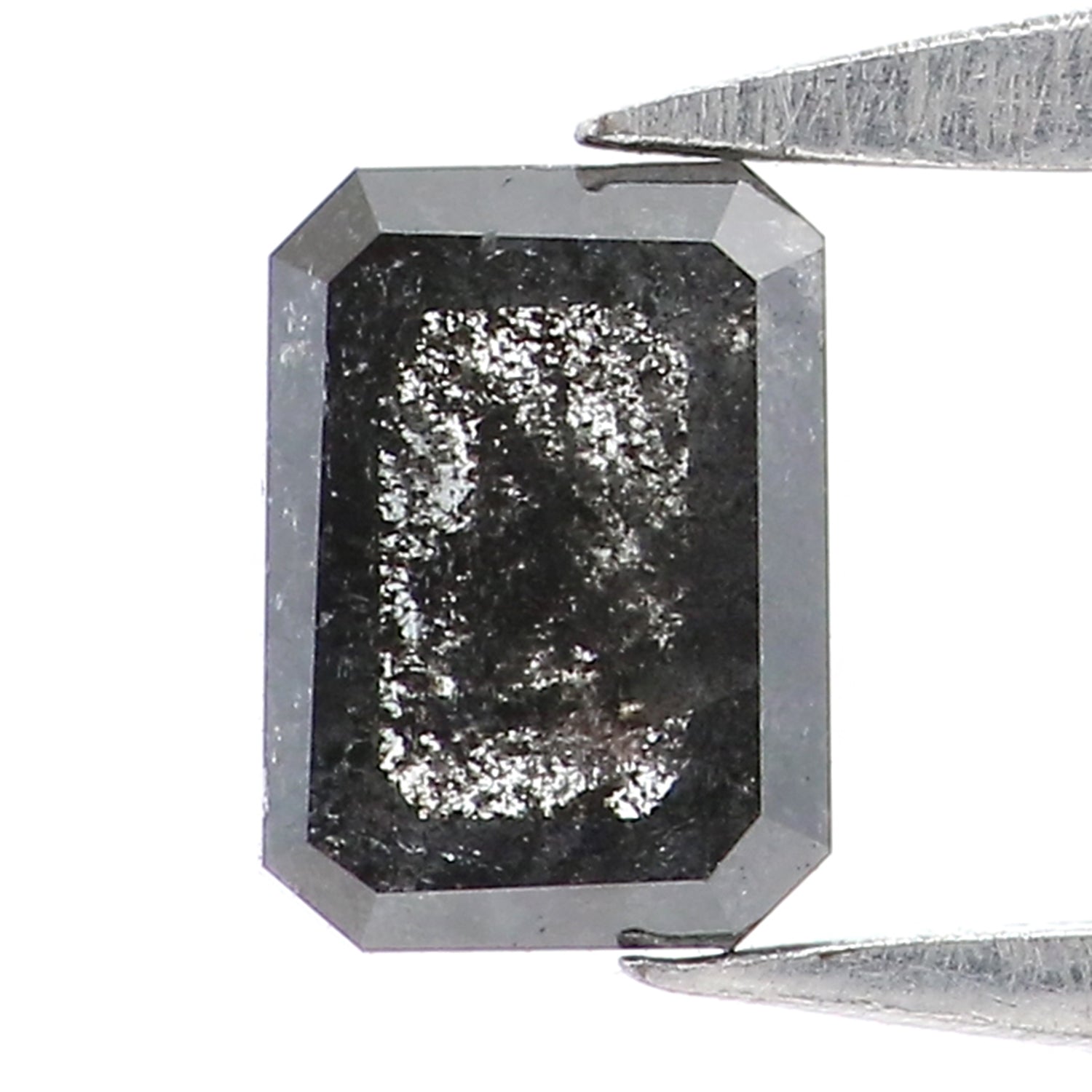 0.38 CT Natural Loose Emerald Shape Diamond Salt And Pepper Emerald Diamond 4.60 MM Black Grey Color Emerald Shape Rose Cut Diamond QK180