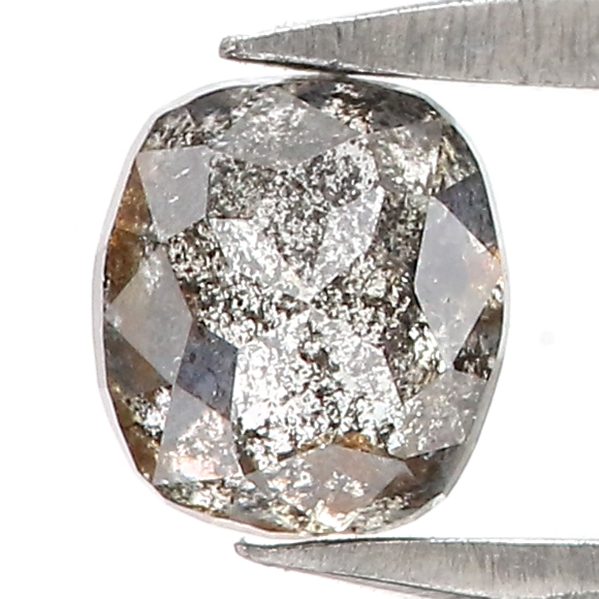 0.53 CT Natural Loose Cushion Shape Diamond Salt And Pepper Cushion Cut Diamond 4.85 MM Natural Black Grey Cushion Rose Cut Diamond QL3134