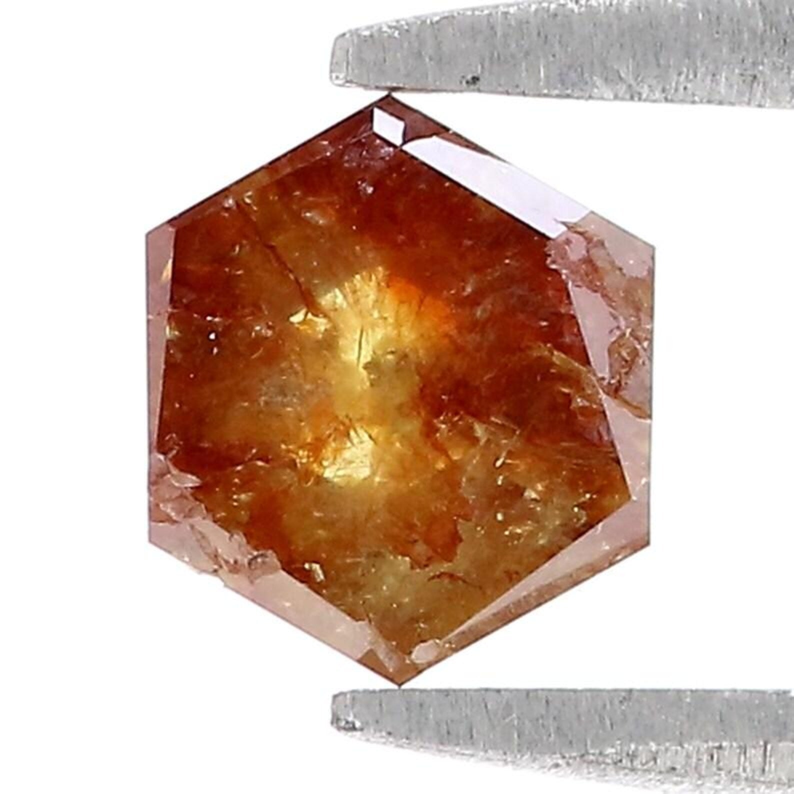0.90 CT Natural Loose Hexagon Shape Diamond Yellow Color Hexagon Diamond 5.80 MM Natural Loose Brown Color Hexagon Rose Cut Diamond NQ7827