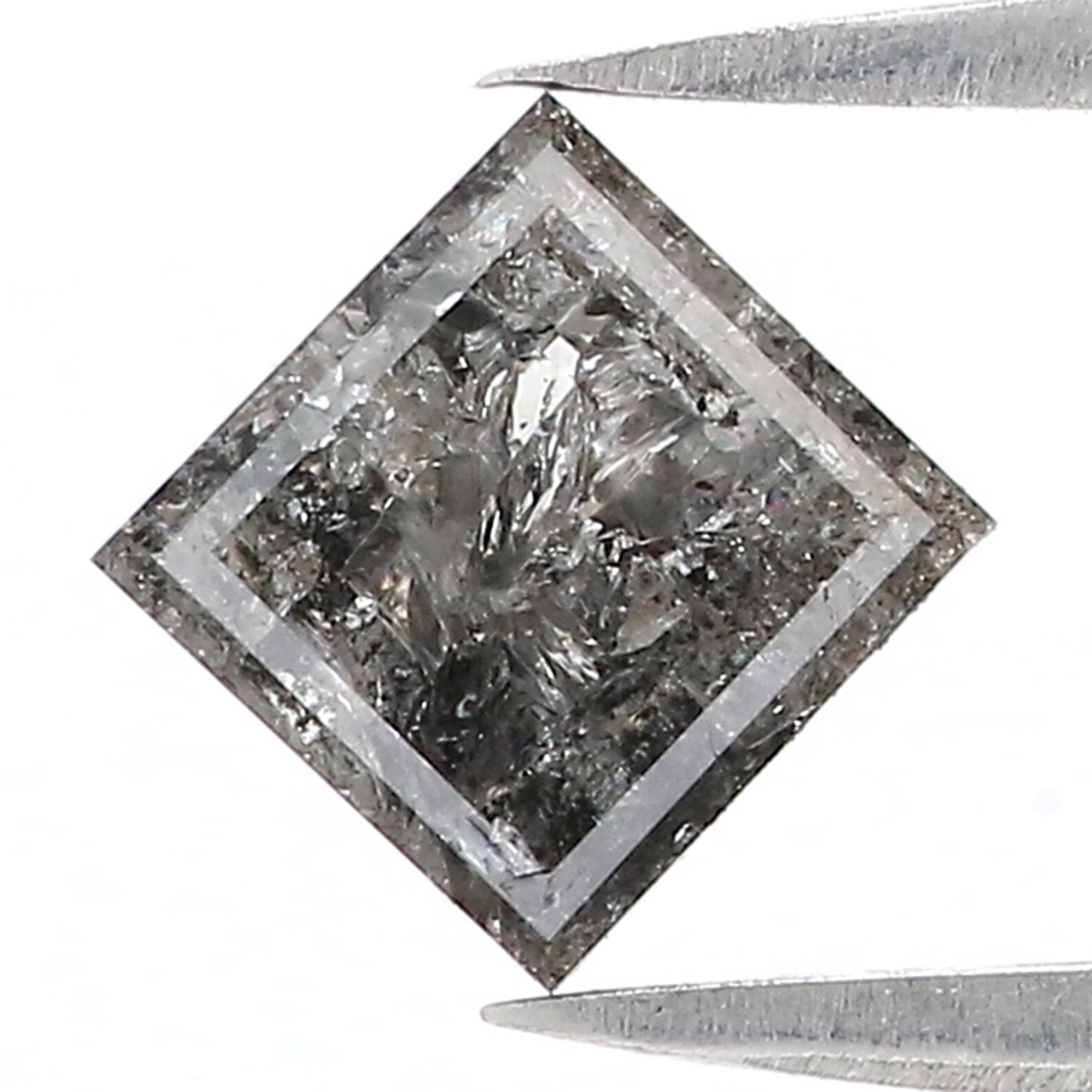 1.49 CT Natural Loose Diamond Kite Shape Diamond Salt And Pepper Diamond 8.85 MM Natural Loose Black Grey Kite Rose Cut Diamond QN863