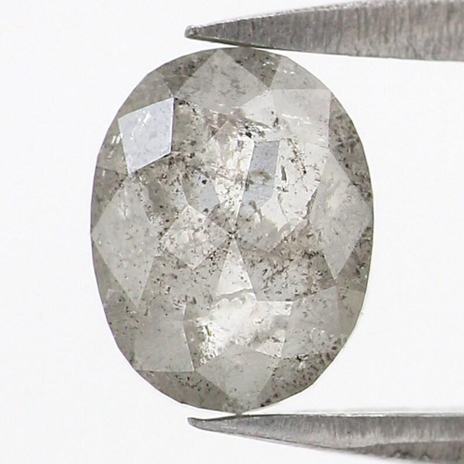 0.95 CT Natural Loose Oval Shape Diamond Salt And Pepper Oval Diamond 6.70 MM Natural Loose Diamond Grey Color Oval Rose Cut Diamond NQ9847