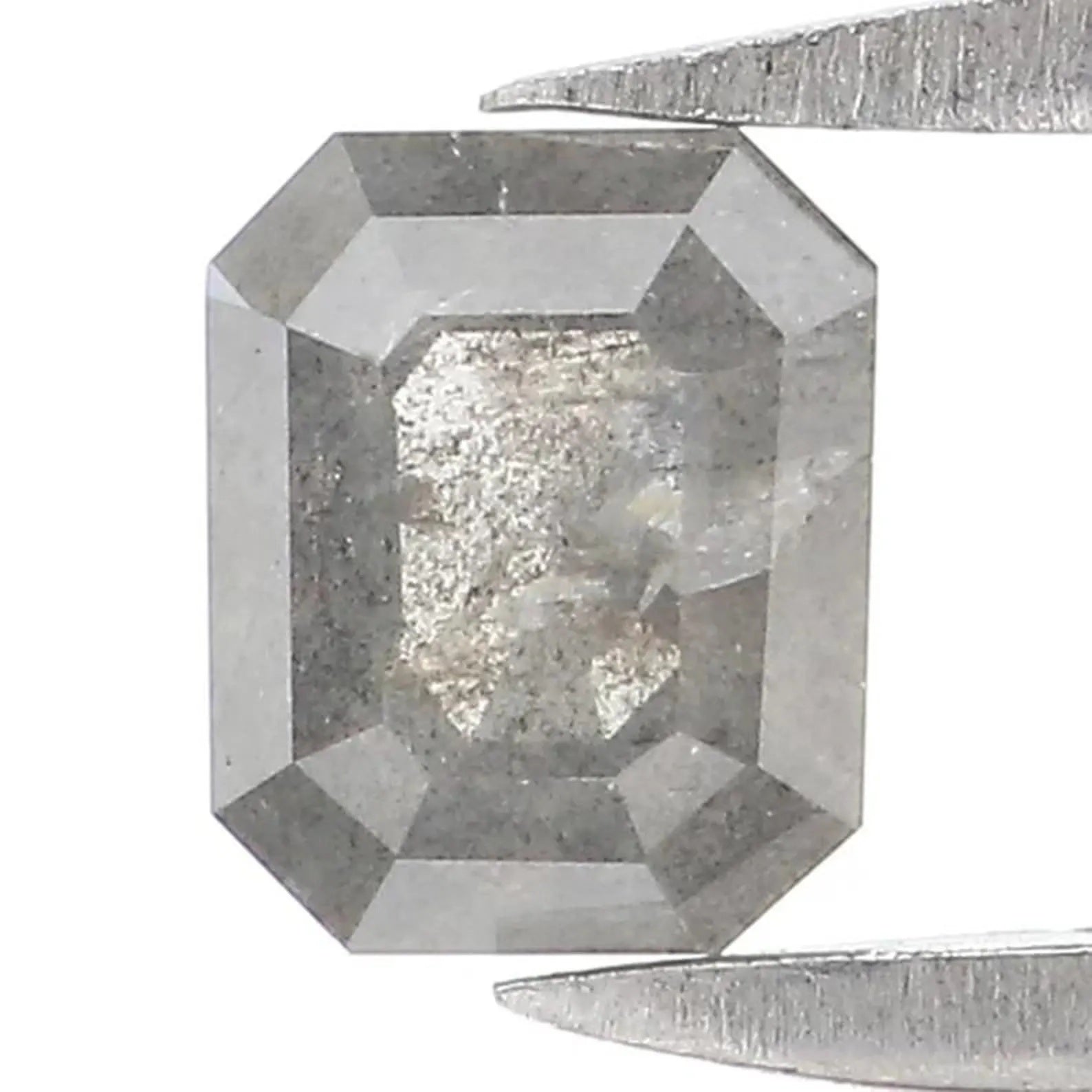 0.30 CT Natural Loose Emerald Shape Diamond Salt And Pepper Emerald Diamond 4.20 MM Natural Black Grey Color Emerald Rose Cut Diamond NQ2153