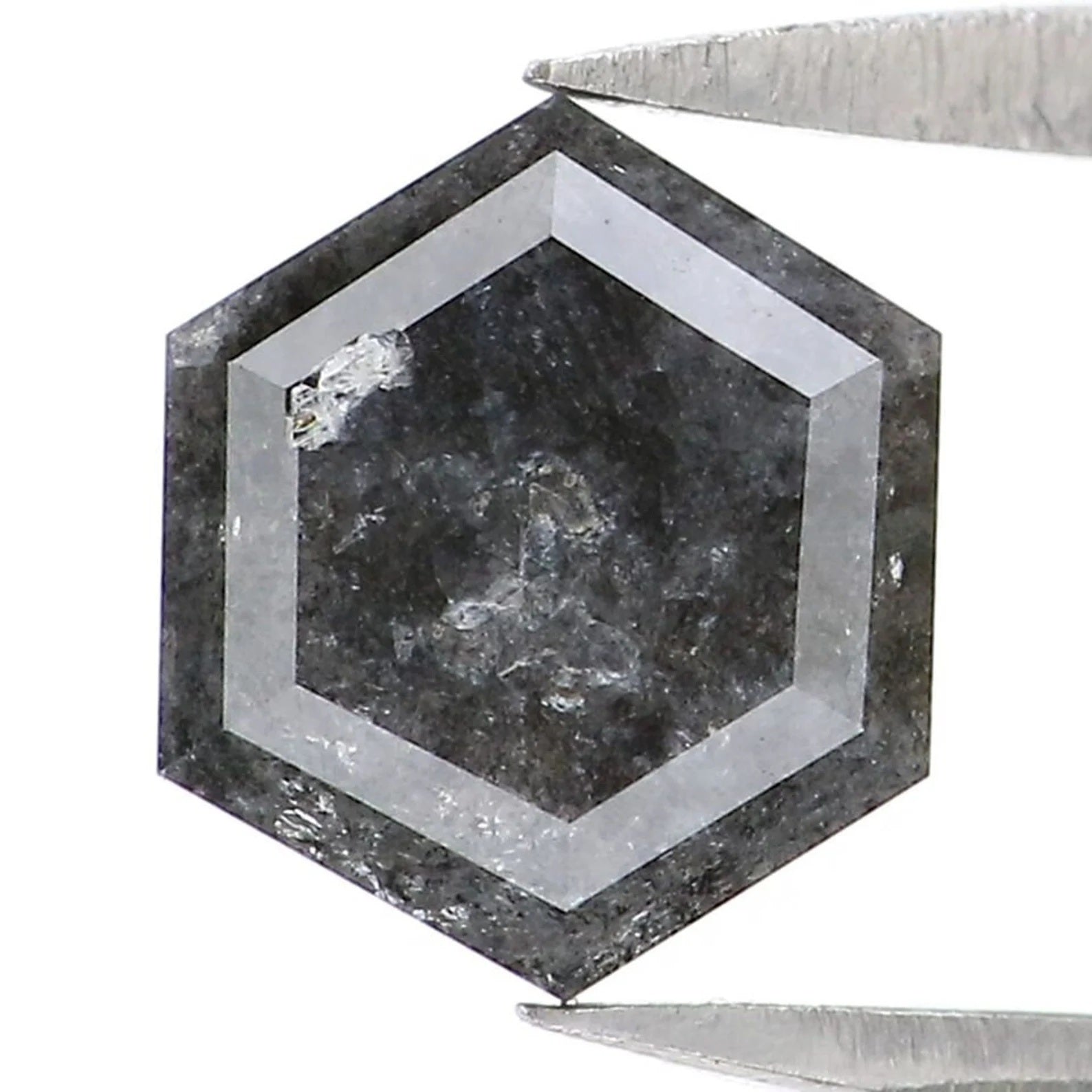 1.00 CT Natural Loose Hexagon Shape Diamond Salt And Pepper Hexagon Diamond 7.05 MM Natural Loose Diamond Hexagon Rose Cut Diamond NQ2027