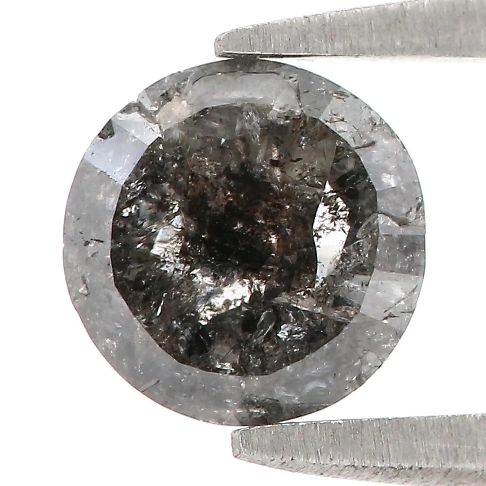 1.41 CT Natural Loose Round Shape Diamond Salt And Pepper Round Cut Diamond 6.60 MM Natural Black Grey Color Round Rose Cut Diamond NQ1222