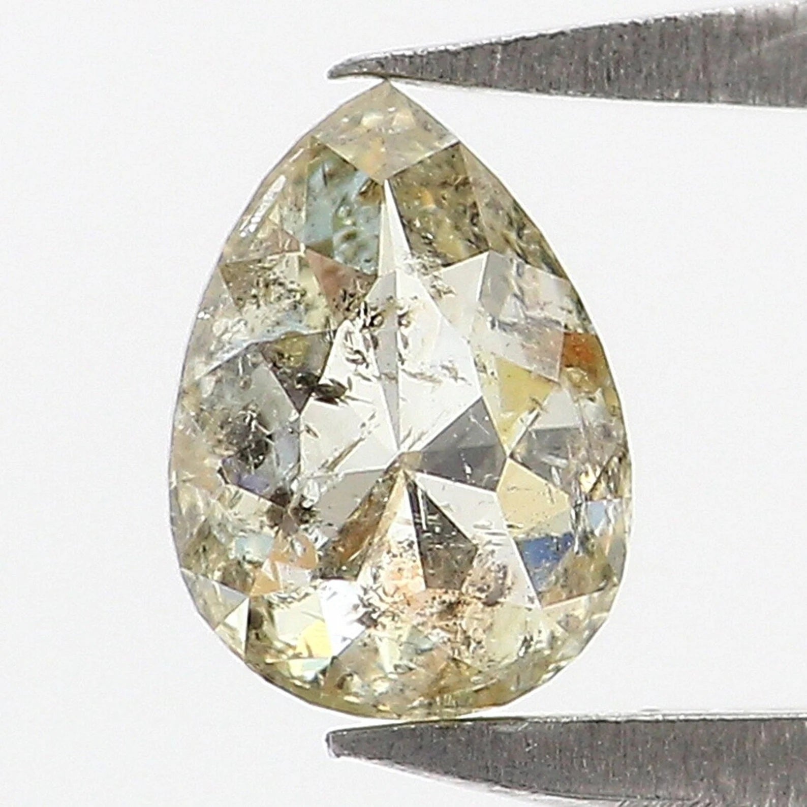 0.42 Ct Natural Loose Pear Shape Diamond Yellow Green Color Pear Cut Diamond 5.55 MM Natural Yellow Green Color Pear Rose Cut Diamond NQ129