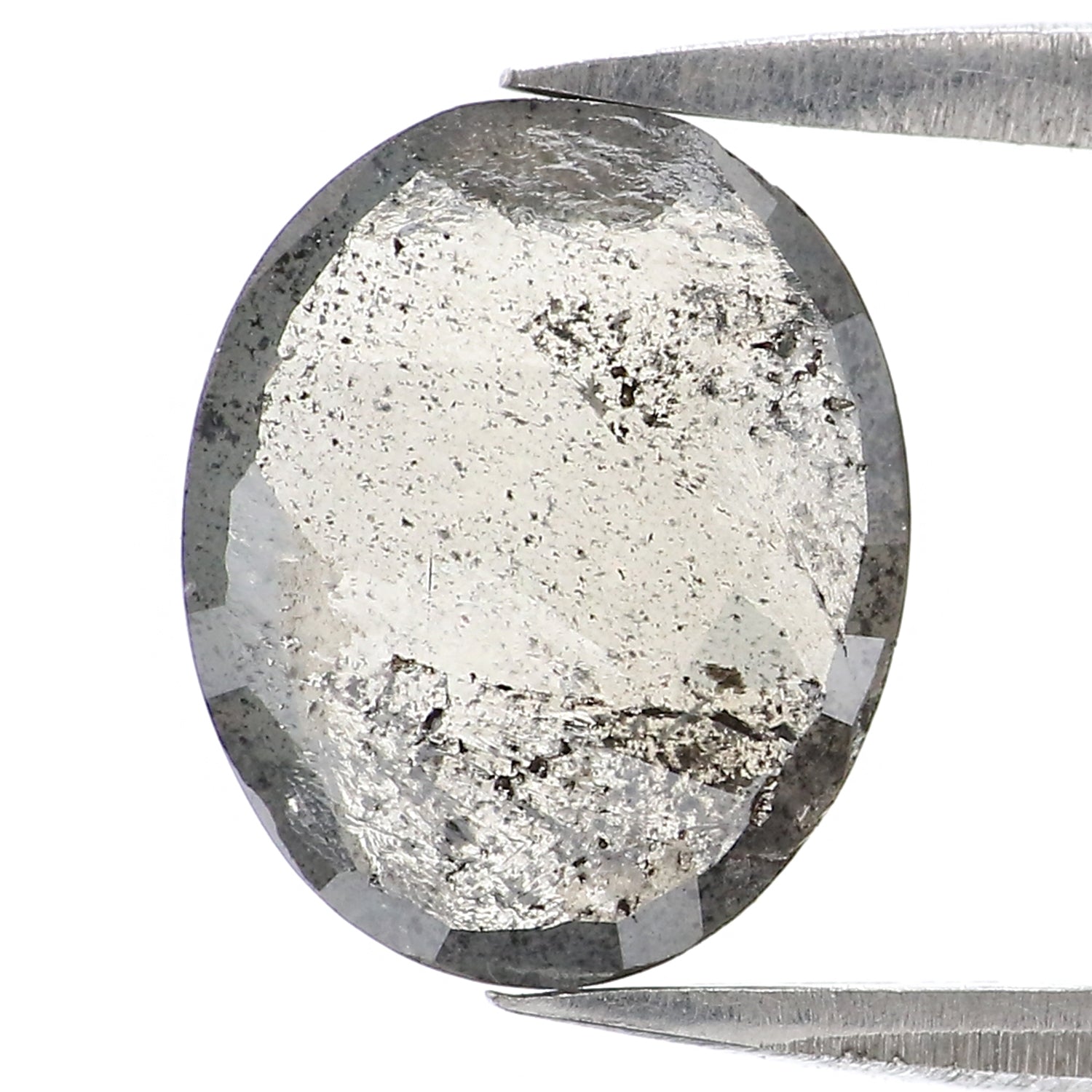 1.52 Ct Natural Loose Oval Shape Diamond Salt And Pepper Oval Diamond 9.70 MM Natural Diamond Black Grey Color Oval Rose Cut Diamond LQ2939