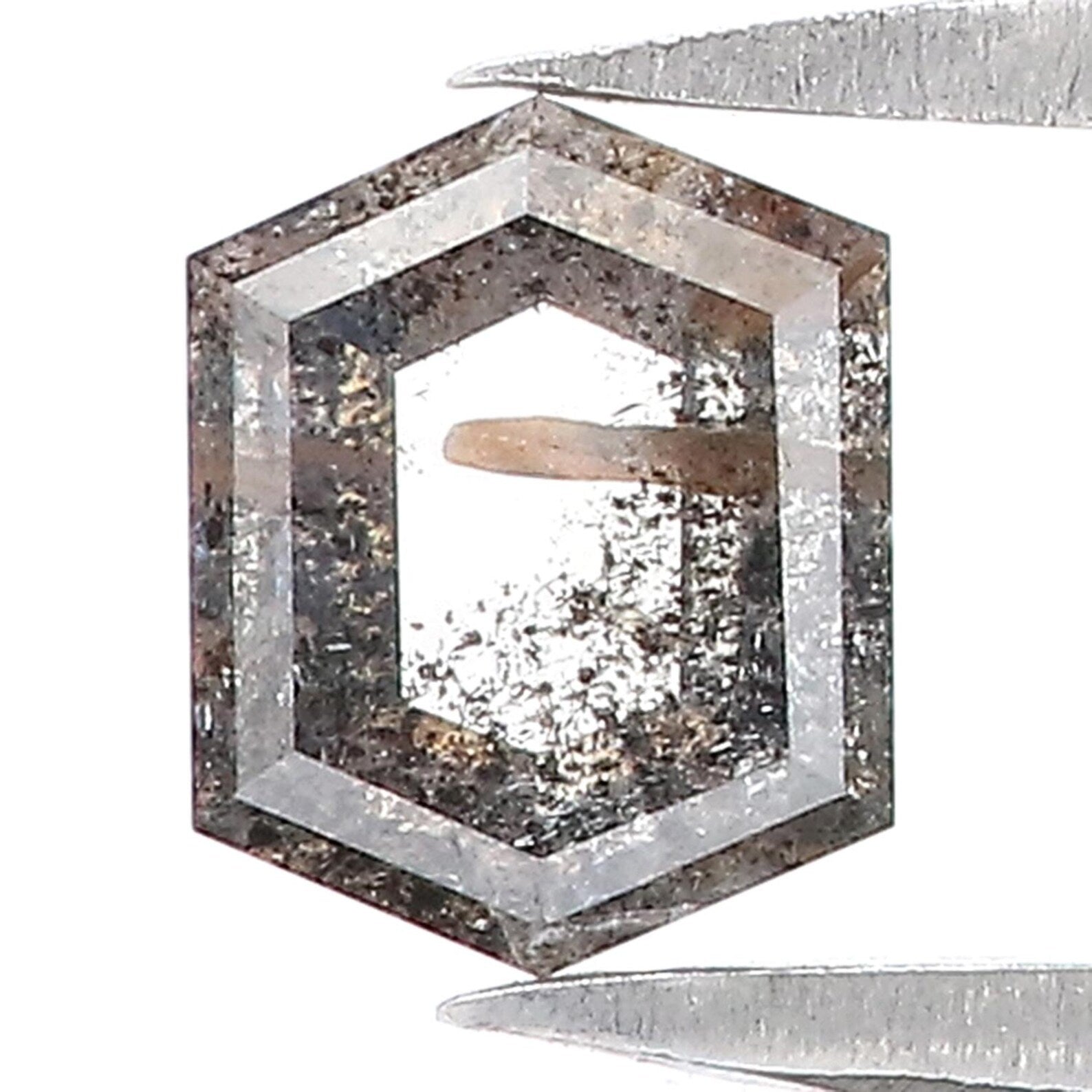 0.64 CT Natural Loose Hexagon Shape Diamond Salt And Pepper Hexagon Cut Diamond 6.00 MM Natural Loose Hexagon Shape Rose Cut Diamond QN1439