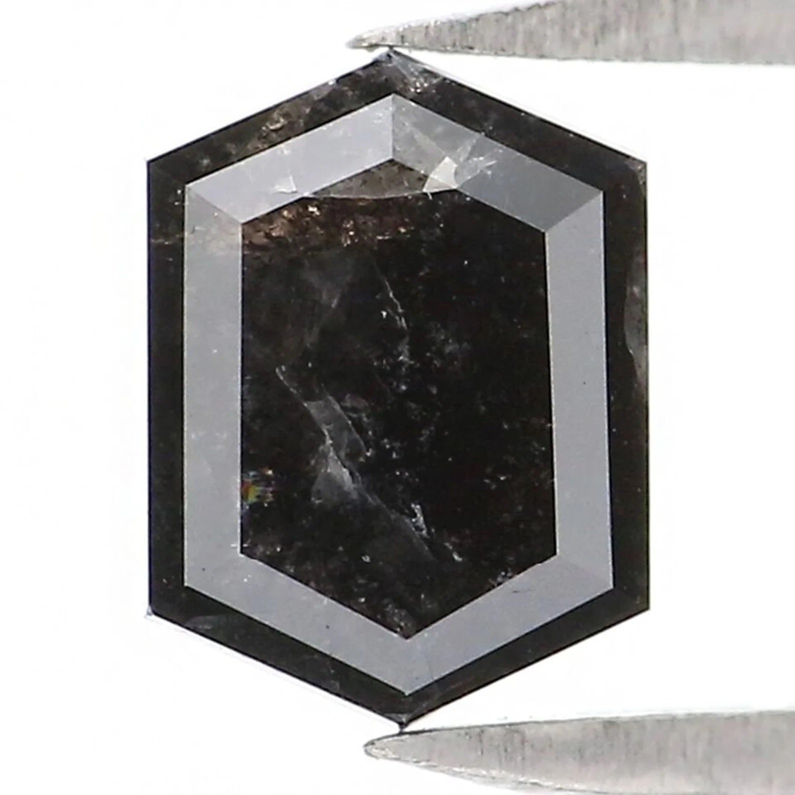 0.90 CT Natural Loose Hexagon Shape Diamond Black Color Hexagon Cut Diamond 6.45 MM Natural Loose Hexagon Shape Rose Cut Diamond NQ2036