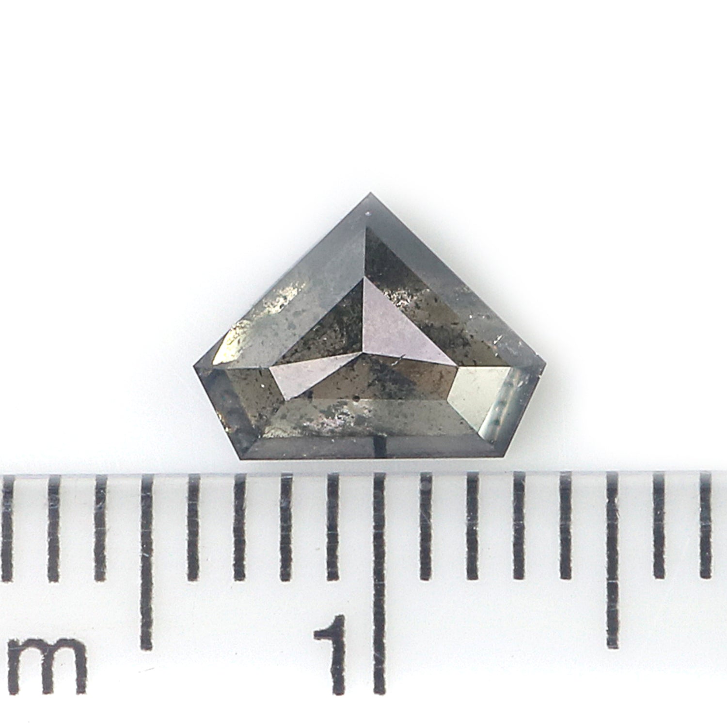 0.89 Ct Natural Loose Shield Shape Diamond Salt And Pepper Shield Cut Diamond 5.75 MM Black Gray Color Shield Shape Rose Cut Diamond QL9565