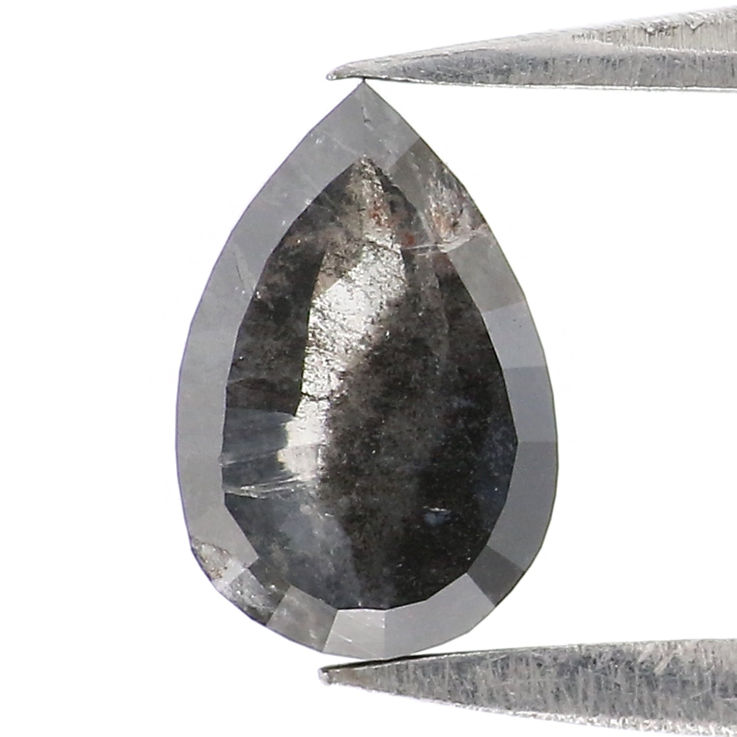 0.65 CT Natural Loose Pear Shape Diamond Salt And Pepper Pear Rose Cut Diamond 7.15 MM Black Grey Color Pear Shape Rose Cut Diamond LQ2922