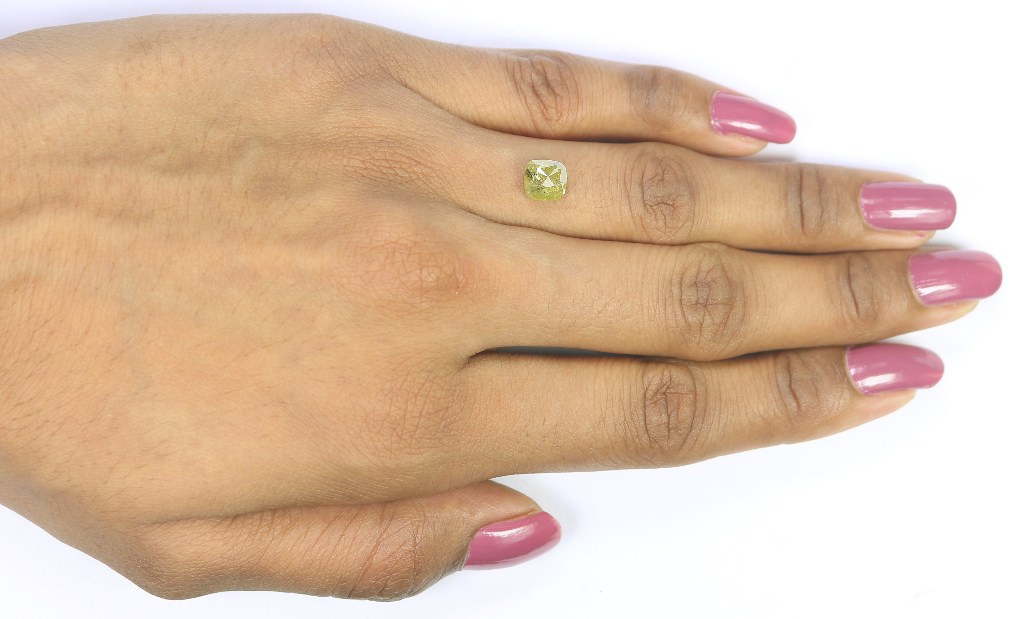 Natural Cushion Yellow Diamond 1.23 CT Loose Rose Cut Green Stone 6.25 MM Rustic Diamond Cushion Diamond For Custom Engagement Ring L3634