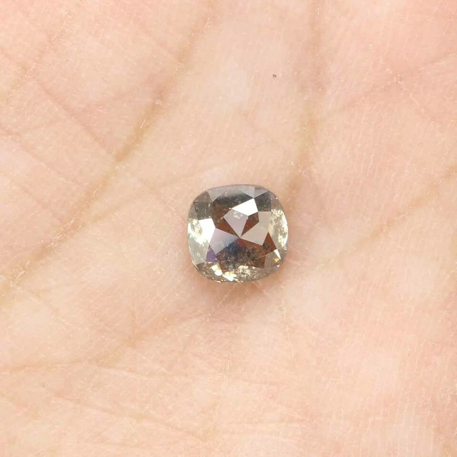0.85 Ct Natural Loose Cushion Shape Diamond Salt And Pepper Cushion Cut Diamond 5.35 MM Natural Loose Diamond Cushion Rose Cut Diamond QN709