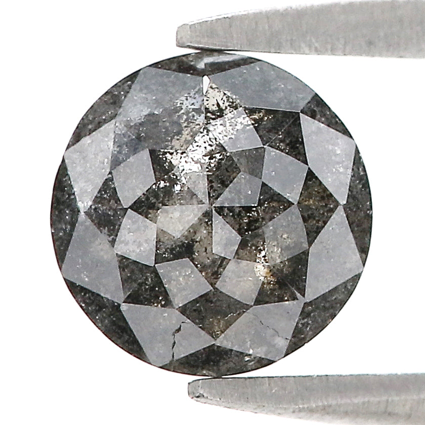 1.23 Ct Natural Loose Round Rose Cut Diamond Black Color Rose Cut Diamond 6.80 MM Natural Loose Salt And Pepper Rose Cut Diamond LQ1167