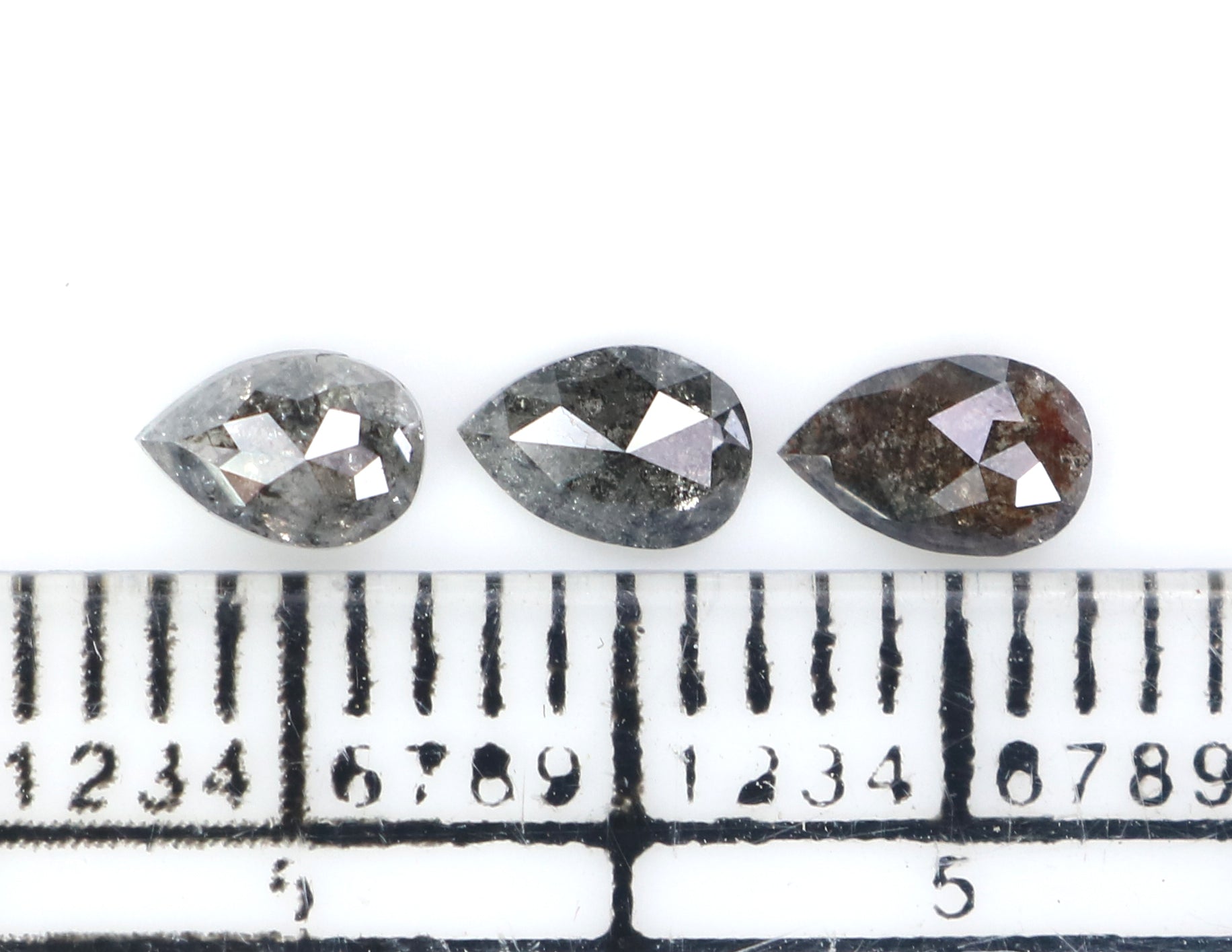 0.55 CT Natural Loose Pear Shape Diamond Salt And Pepper Pear Cut Diamond 4.50 MM Natural Black Grey Color Pear Rose Cut Diamond LQ2790
