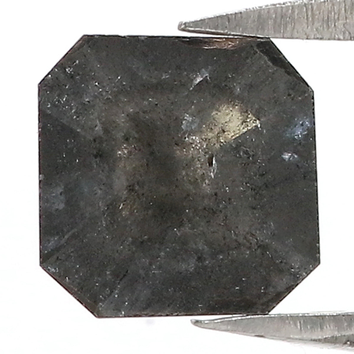 1.33 CT Natural Loose Asscher Shape Diamond Salt And Pepper Asscher Shape Diamond 6.90 MM Black Grey Color Asscher Rose Cut Diamond QL3029