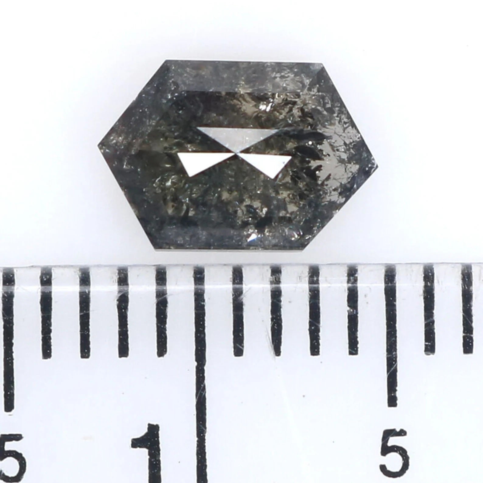 0.97 CT Natural Loose Hexagon Shape Diamond Salt And Pepper Hexagon Cut Diamond 7.40 MM Natural Diamond Black Grey Hexagon Diamond QN9282