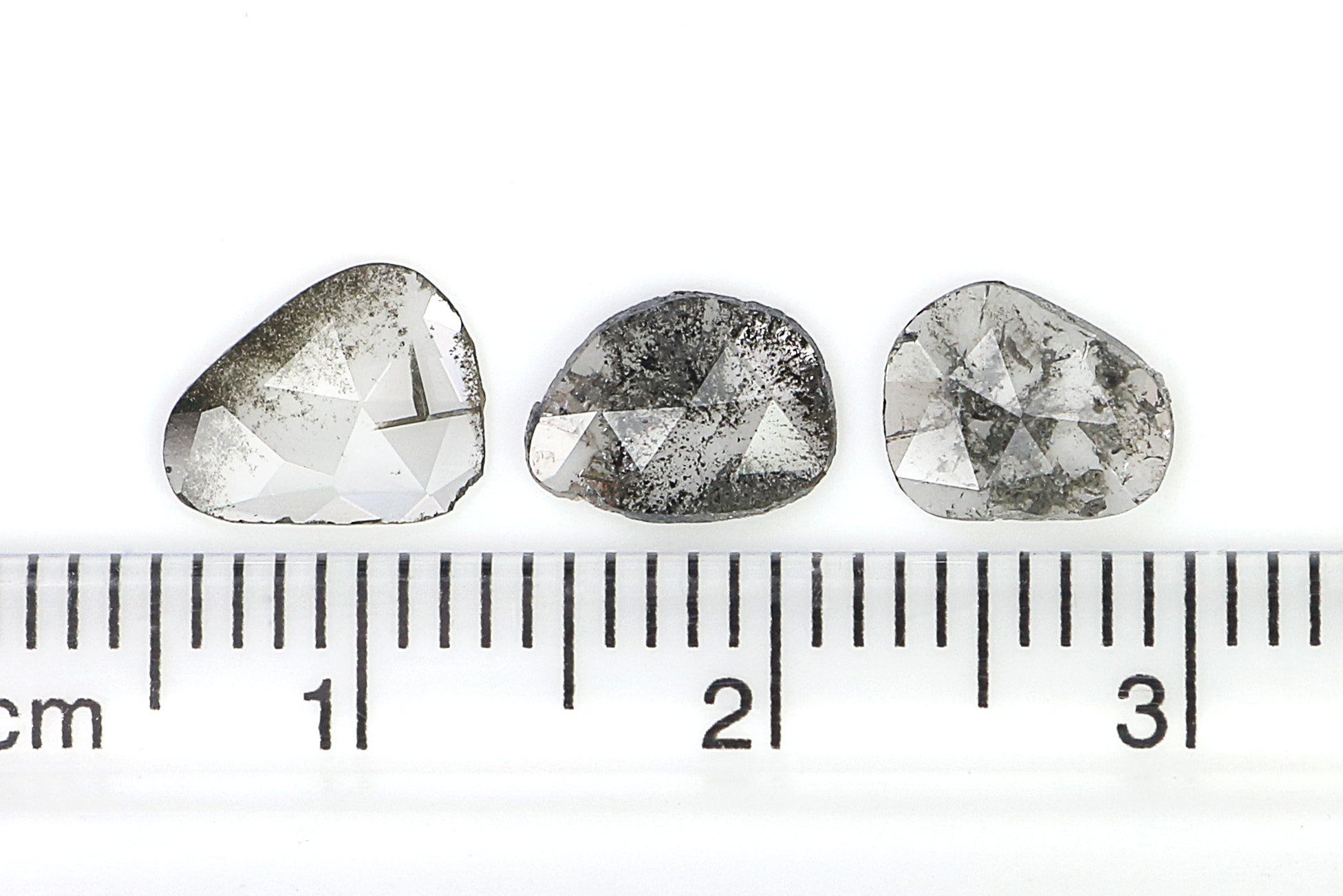 0.98 CT Natural Loose Slice Shape Diamond Salt And Pepper Slice Uncut Diamond 8.10 MM Natural Black Grey Diamond Irregular Cut Diamond L3616