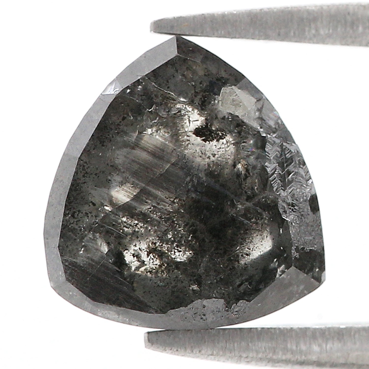 2.60 CT Natural Loose Triangle Shape Diamond Salt And Pepper Triangle Cut Diamond 9.15 MM Natural Black Grey Color Triangle Diamond L3503
