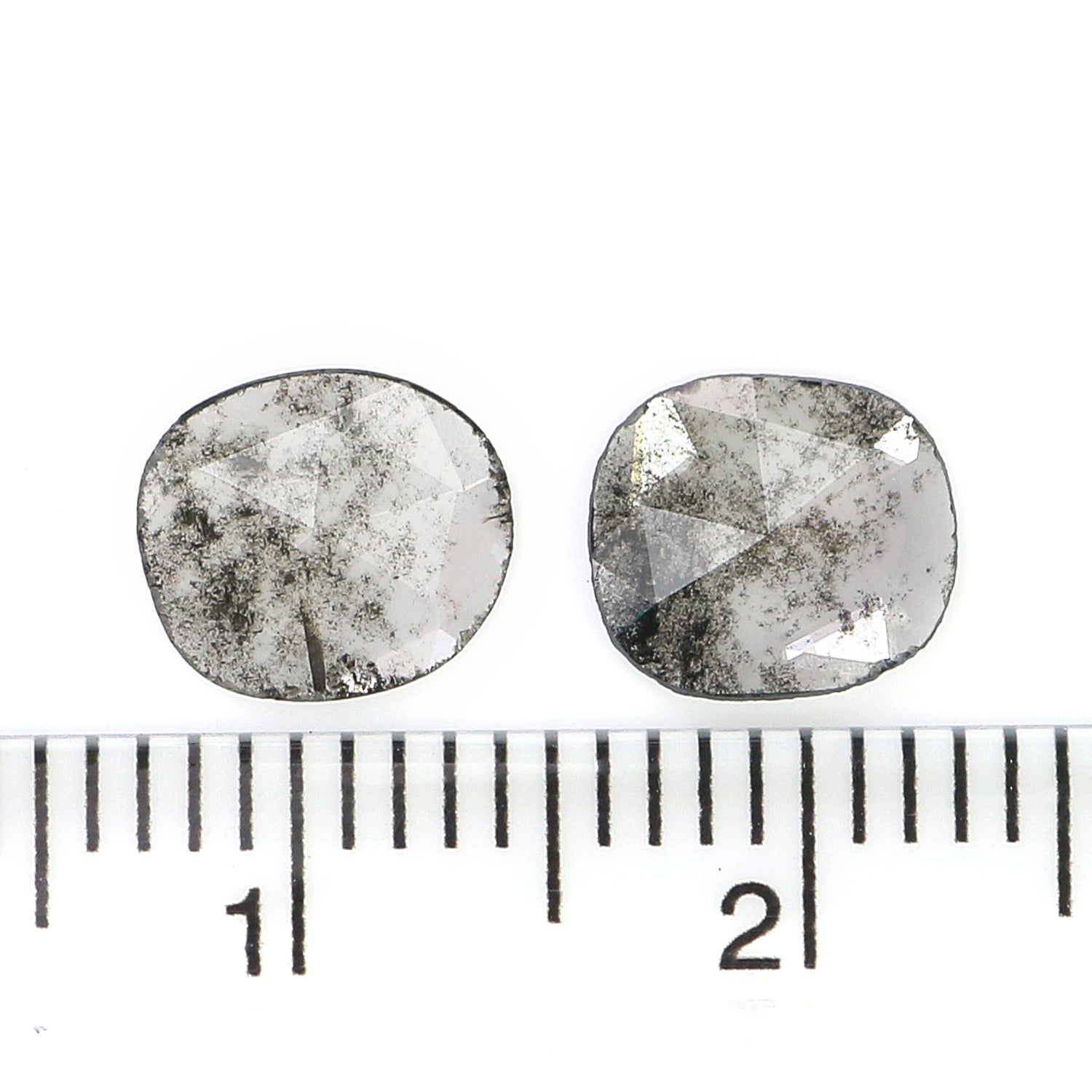 0.70 CT Natural Loose Slice Shape Diamond Salt And Pepper Slice Uncut Diamond 7.35 MM Natural Black Grey Color Slice Rose Cut Diamond N2643
