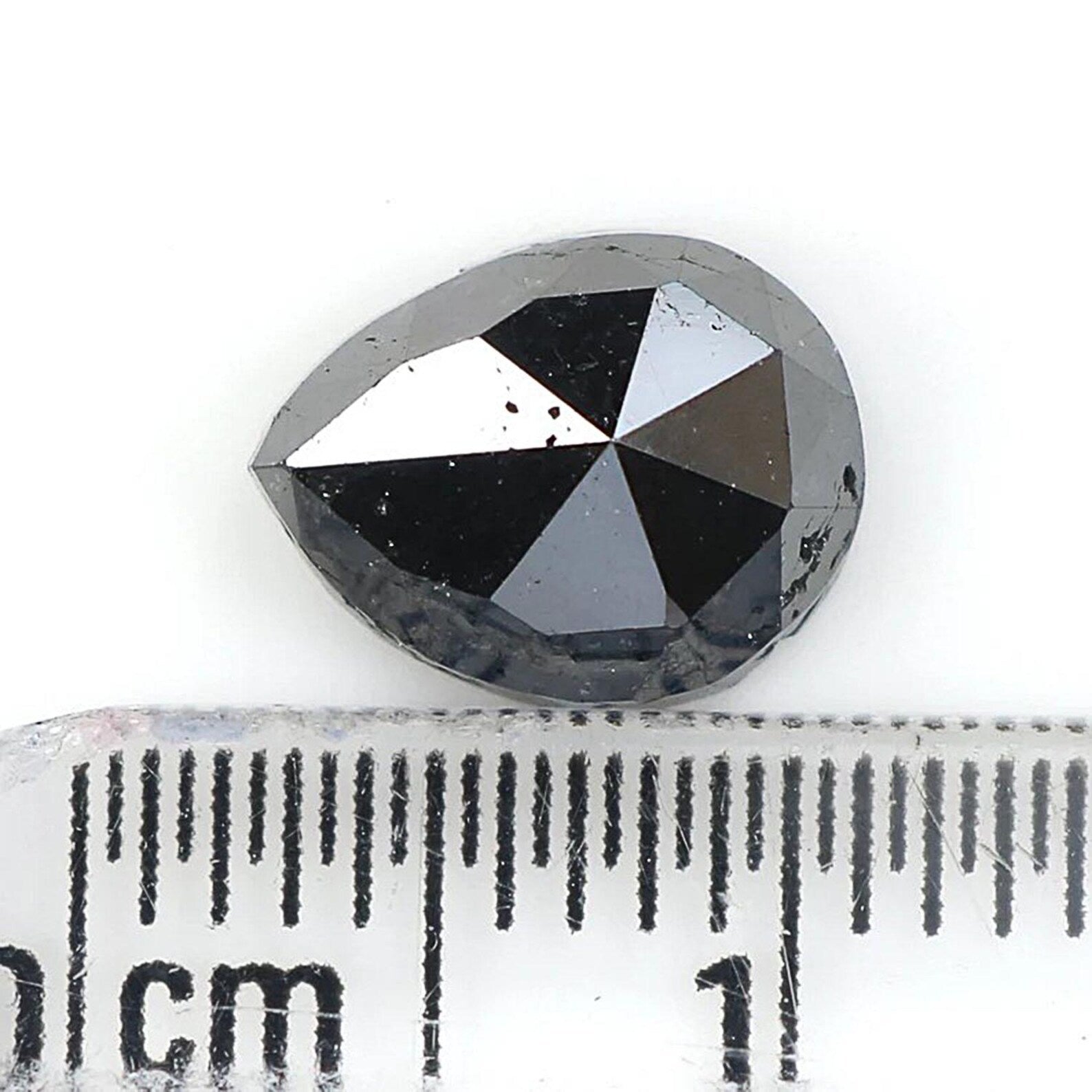 1.98 CT Natural Loose Pear Shape Diamond Black Color Pear Cut Diamond 8.65 MM Natural Loose Black Color Diamond Pear Rose Cut Diamond NQ1734