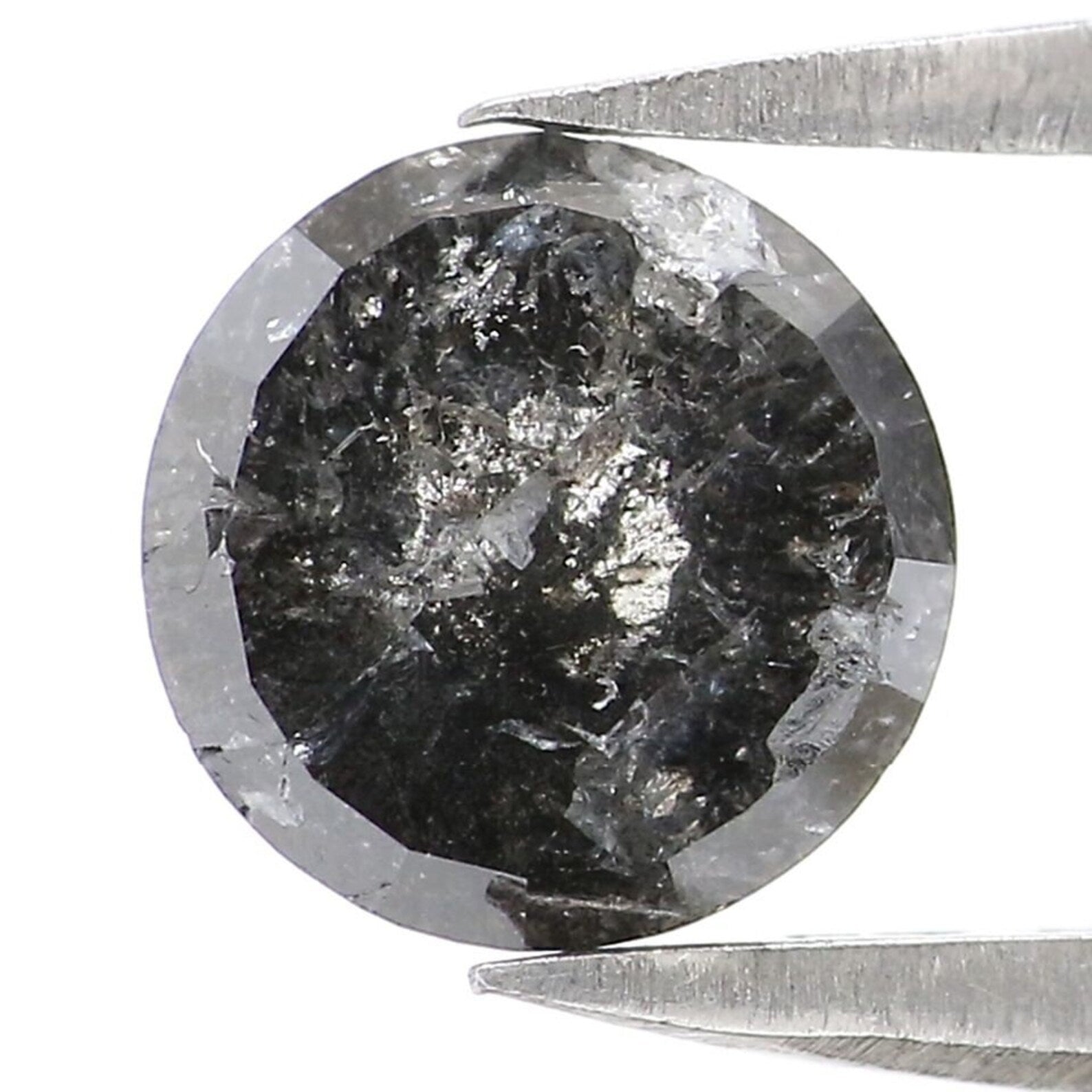 1.16 CT Natural Loose Round Rose Cut Diamond Salt And Pepper Round Shape Diamond 6.40 MM Natural Black Grey Color Rose Cut Diamond QN9777