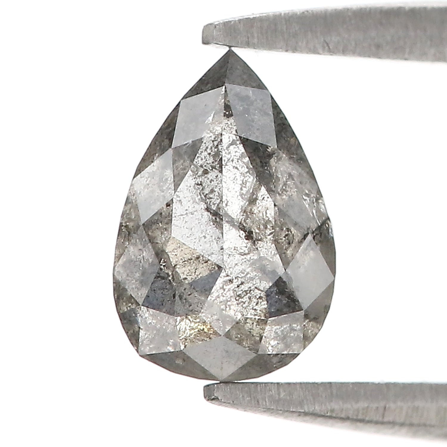1.03 CT Natural Loose Pear Shape Diamond Salt And Pepper Pear Diamond 7.65 MM Natural Loose Black Grey Color Pear Rose Cut Diamond LQ3349