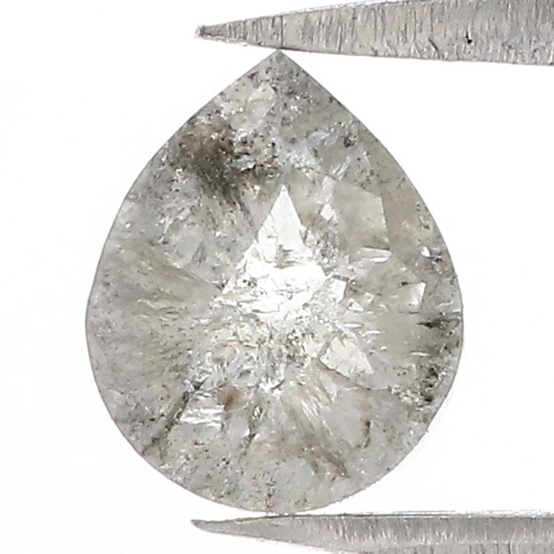 1.36 Ct Natural Loose Pear Shape Diamond Grey Color Pear Cut Diamond 8.00 MM Natural Loose Diamond Grey Pear Shape Rose Cut Diamond QN9219