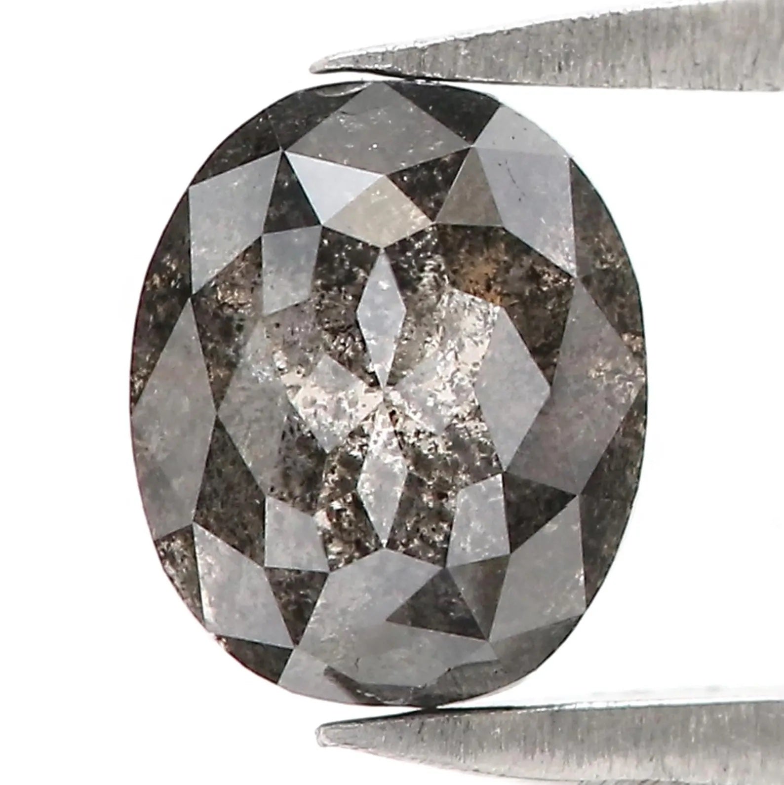 0.93 Ct Natural Loose Oval Shape Diamond Salt and Pepper Oval Diamond 6.05 MM Natural Diamond Black Grey Color Oval Rose Cut Diamond QN2522