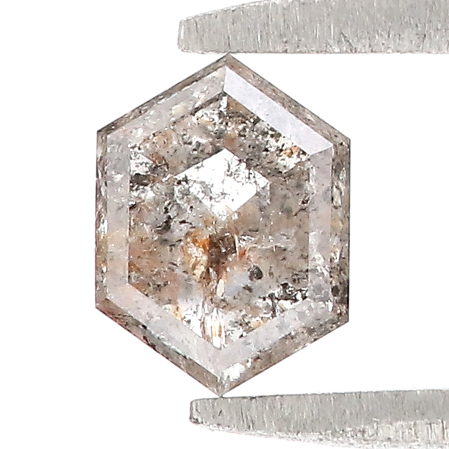 0.63 CT Natural Loose Hexagon Shape Diamond Salt And Pepper Hexagon Diamond 5.70 MM Black Grey Color Hexagon Shape Rose Cut Diamond QL9618