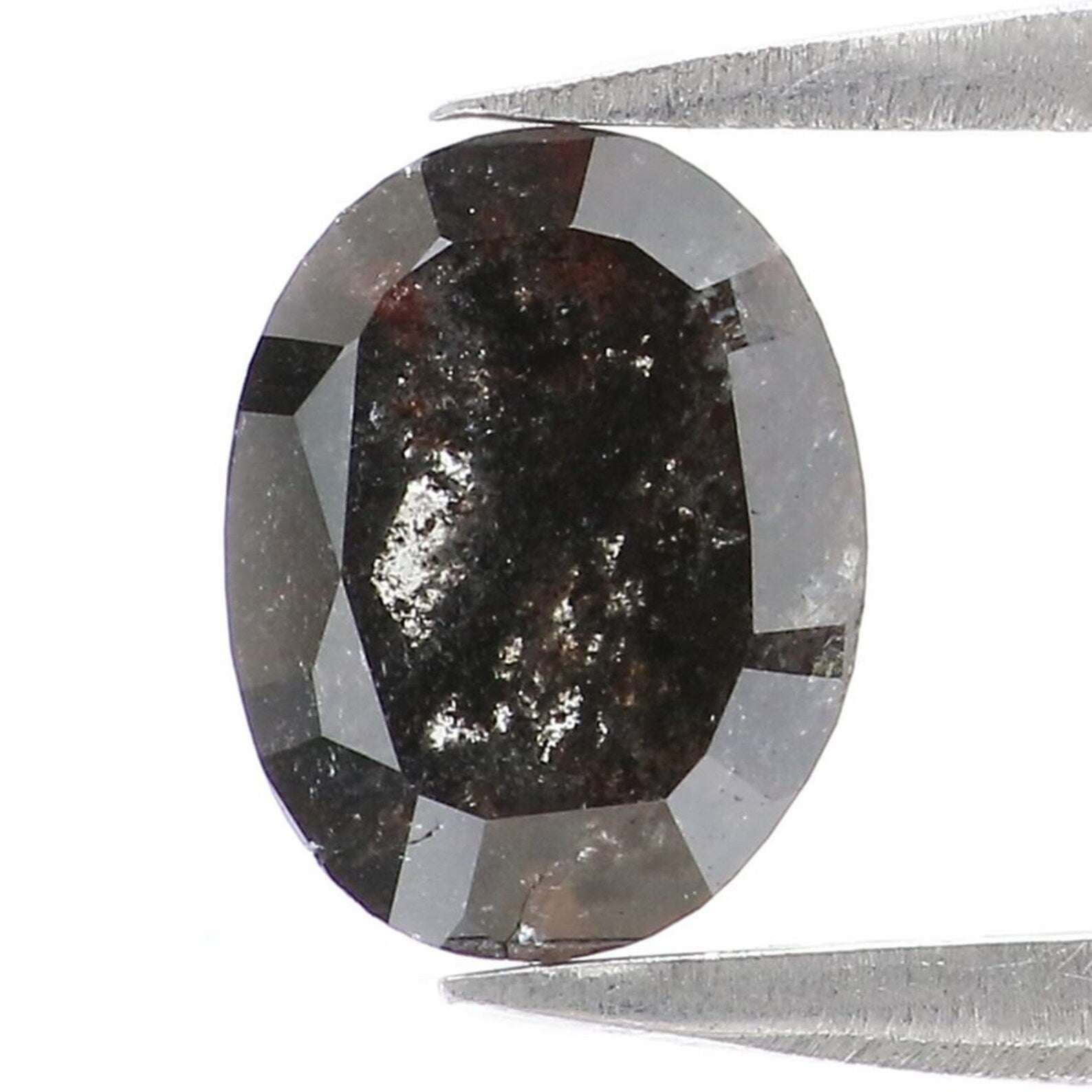 1.07 CT Natural Loose Oval Shape Diamond Salt And Pepper Oval Cut Diamond 7.15 MM Natural Loose Diamond Oval Shape Rose Cut Diamond QN404