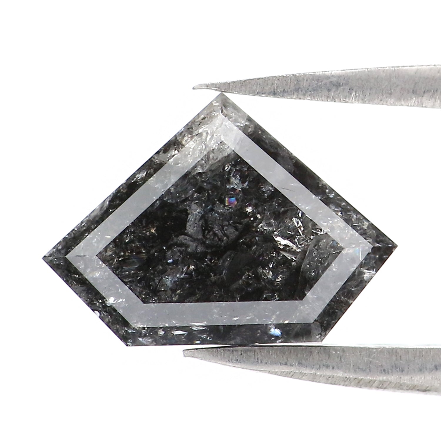2.05 Ct Natural Loose Shield Shape Diamond Salt And Pepper Shield Cut Diamond 7.50 MM Natural Black Gray Color Shield Rose Cut Diamond LC20