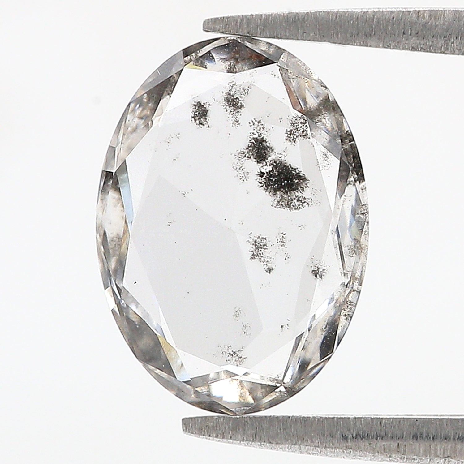 1.79 CT Oval Rose Cut Salt And Pepper Lab Grown 12.30 MM Loose Diamond CVD Fancy Black Grey Color Lab Created Antique Cut Diamonds N2632