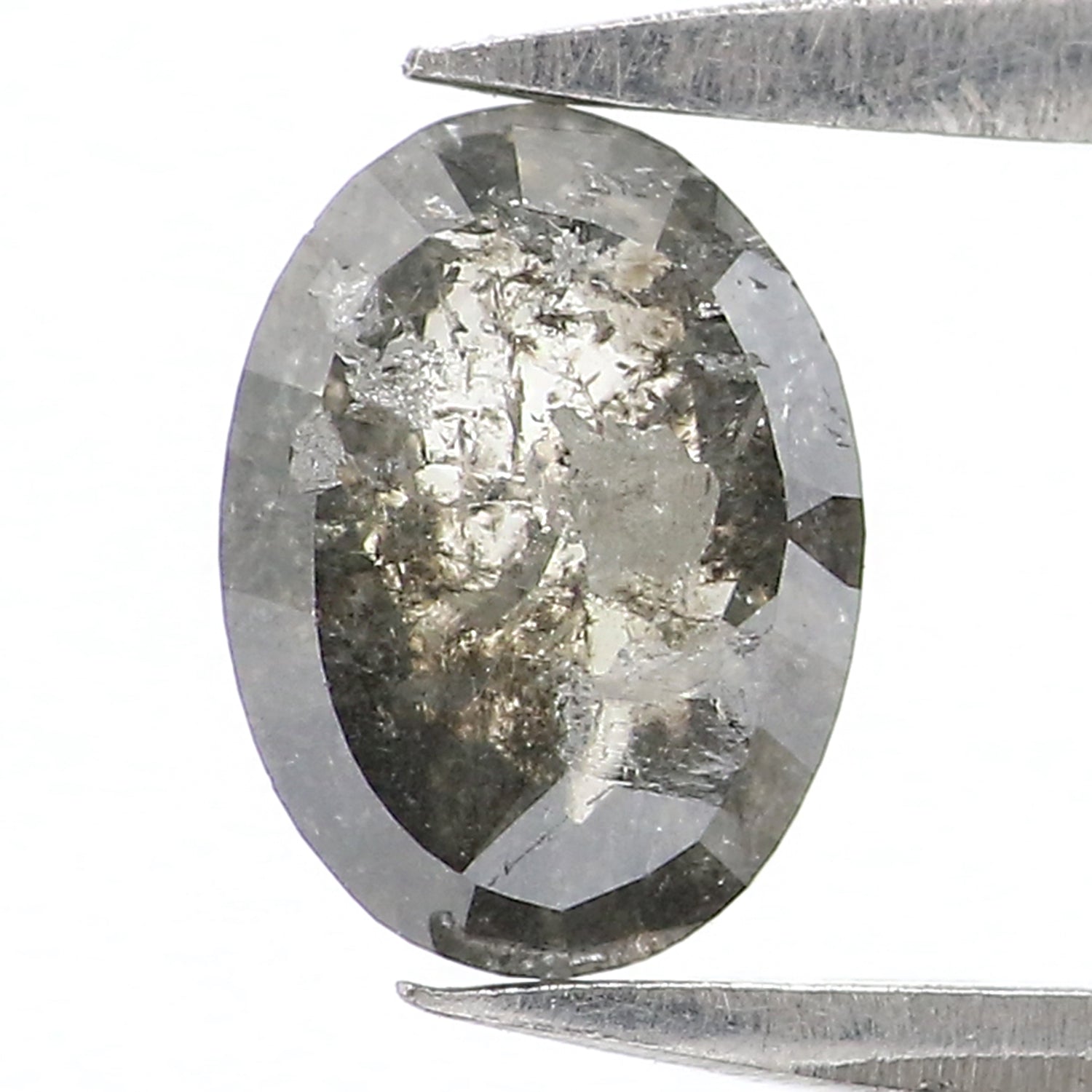 Natural Loose Oval Diamond, Salt And Pepper Oval Diamond, Natural Loose Diamond, Oval Rose Cut Diamond, 0.68 CT Oval Shape Diamond L2949