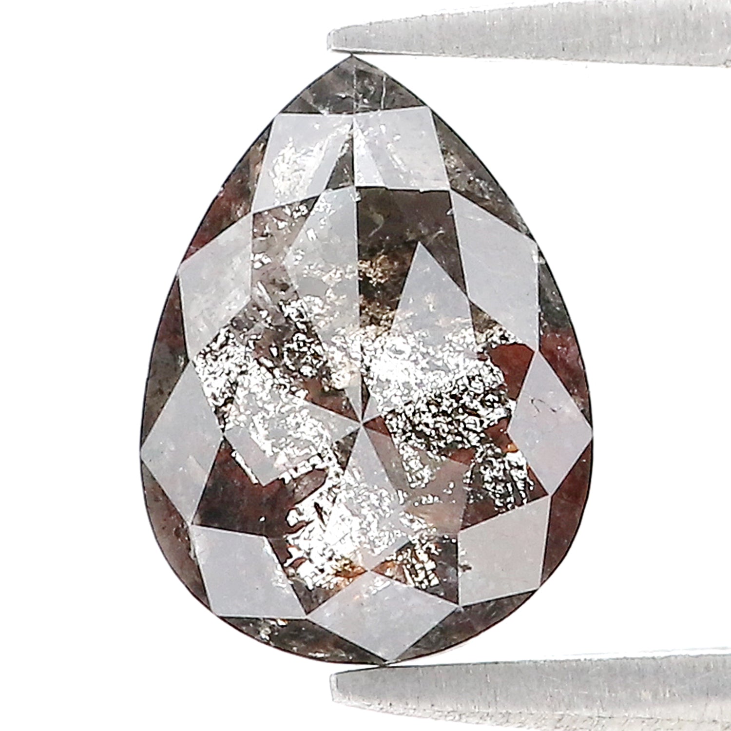 2.53 CT Natural Loose Pear Shape Diamond Salt And Pepper Pear Cut Diamond 10.35 MM Natural Black Grey Diamond Pear Rose Cut Diamond L3479