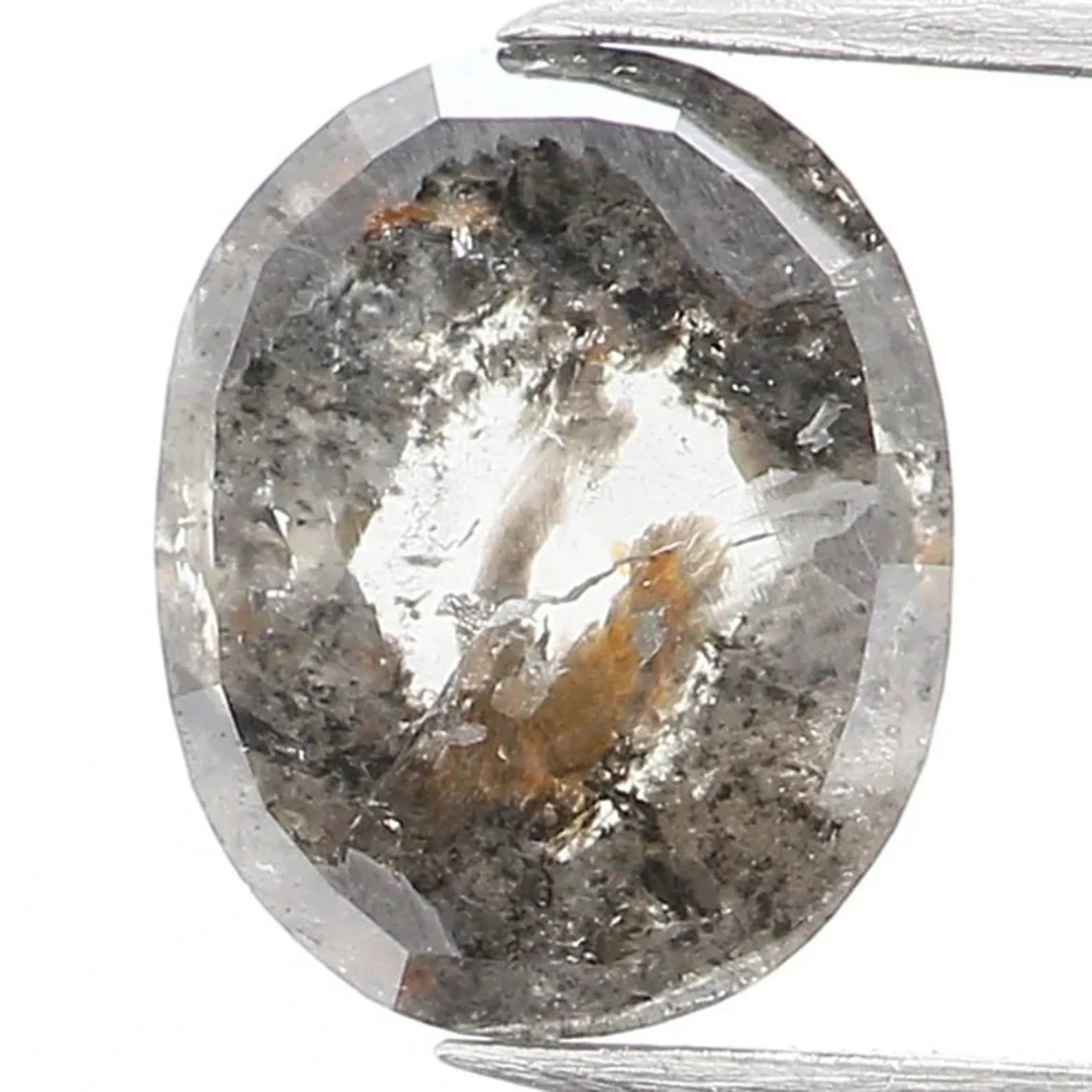 0.44 CT Natural Loose Oval Shape Diamond Salt And Pepper Oval Cut Diamond 5.30 MM Natural Loose Diamond Oval Shape Rose Cut Diamond NQ1444