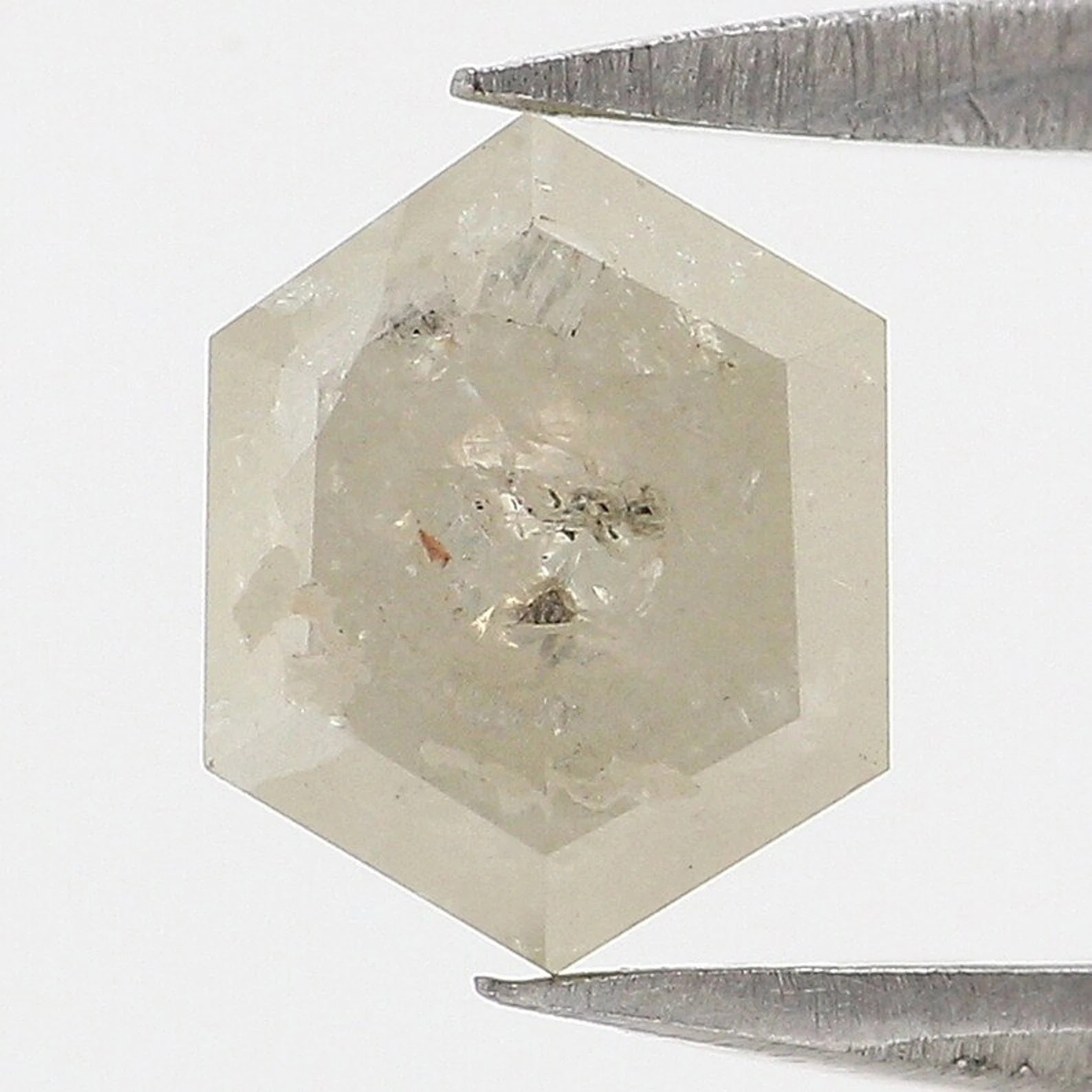 0.98 CT Natural Loose Hexagon Shape Diamond Grey Color Hexagon Diamond 6.70 MM Natural Diamond Grey Color Hexagon Rose Cut Diamond NQ8270