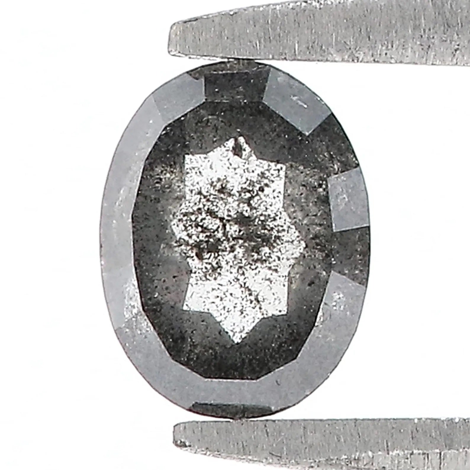0.52 CT Natural Loose Oval Shape Diamond Salt And Pepper Oval Diamond 5.85 MM Natural Diamond Black Grey Color Oval Rose Cut Diamond QN1147
