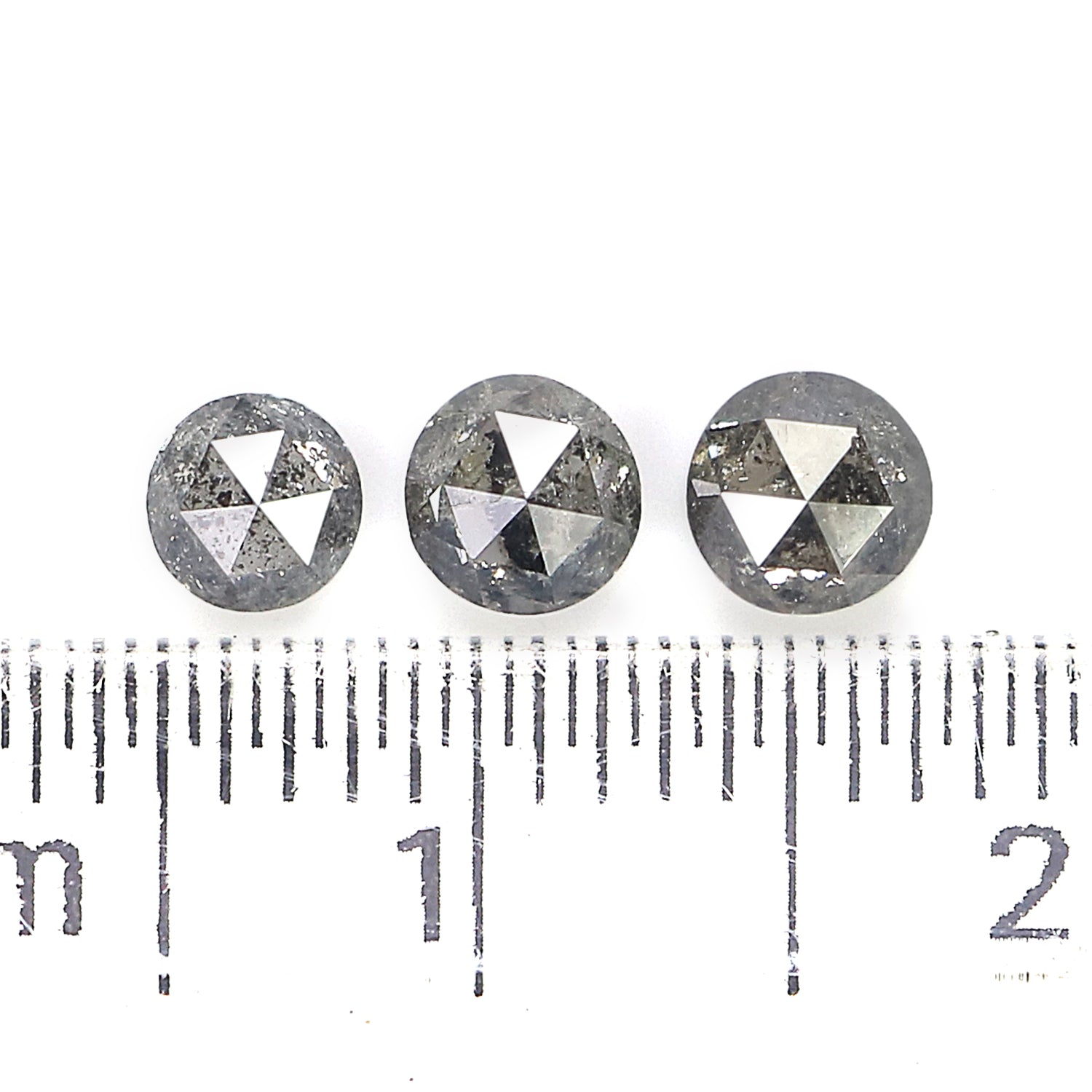 0.73 Ct Natural Loose Round Rose Cut Diamond Salt And Pepper Round Diamond 3.50 MM Natural Black Grey Color Round Rose Cut Diamond KQ2033