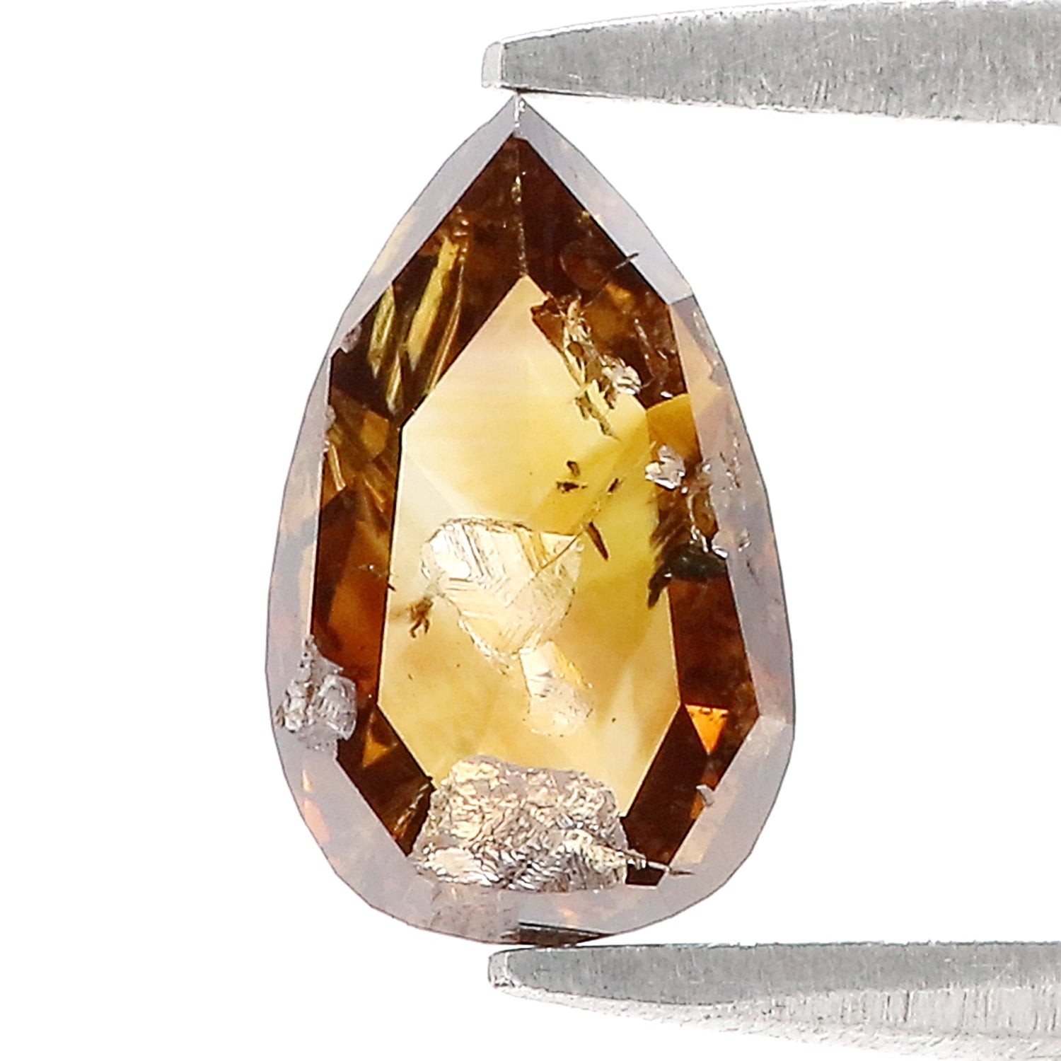 1.00 CT Natural Loose Pear Shape Diamond Brown Champagne Color Pear Cut Diamond 8.80 MM Natural Brown Diamond Pear Rose Cut Diamond LQ6177
