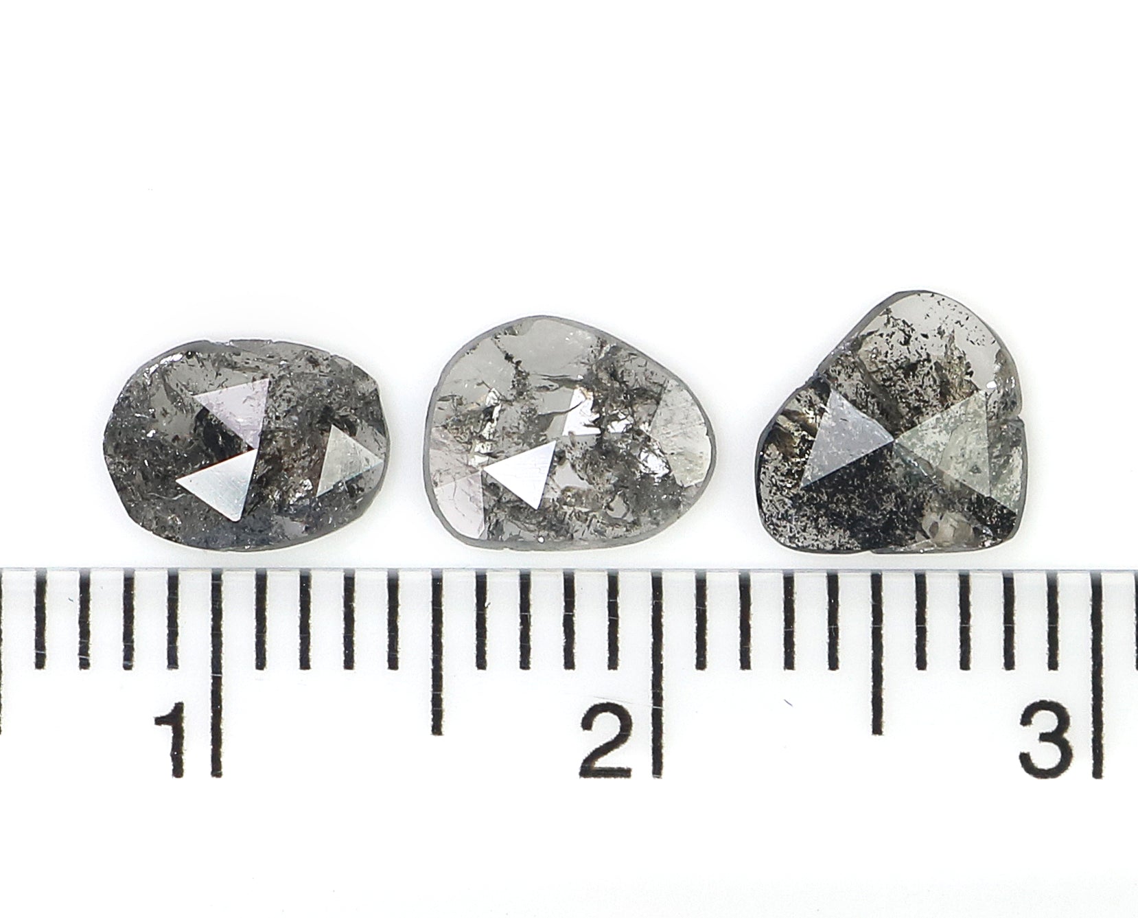 1.34 CT Natural Loose Slice Shape Diamond Salt And Pepper Slice Uncut Diamond 6.90 MM Natural Black Grey Diamond Irregular Cut Diamond L3587