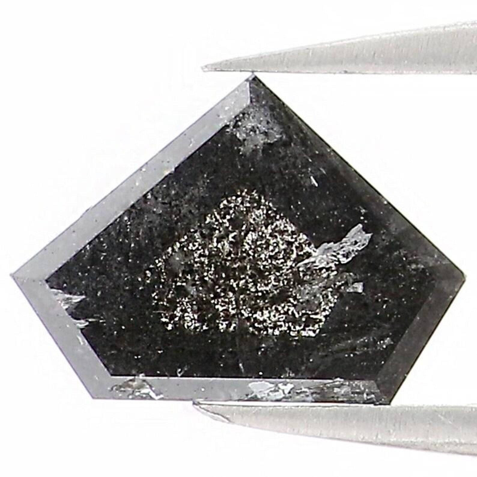 0.66 Ct Natural Loose Shield Shape Diamond Salt And Pepper Shield Diamond 5.10 MM Natural Black Grey Color Shield Rose Cut Diamond NQ1532