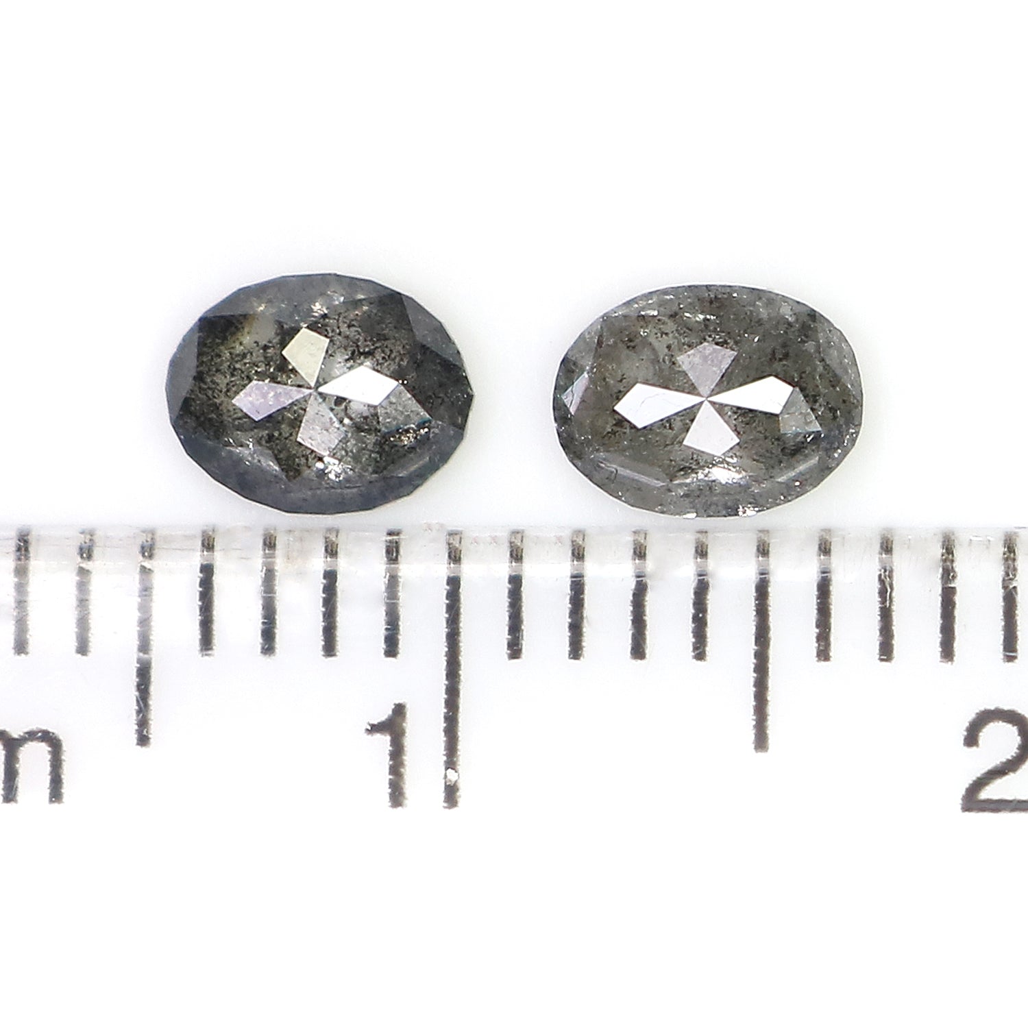 0.59 CT Natural Loose Oval Cut Pair Diamond Black Grey Color Oval Shape Diamond 5.00 MM Natural Salt And Pepper Oval Rose Cut Diamond KQ2566