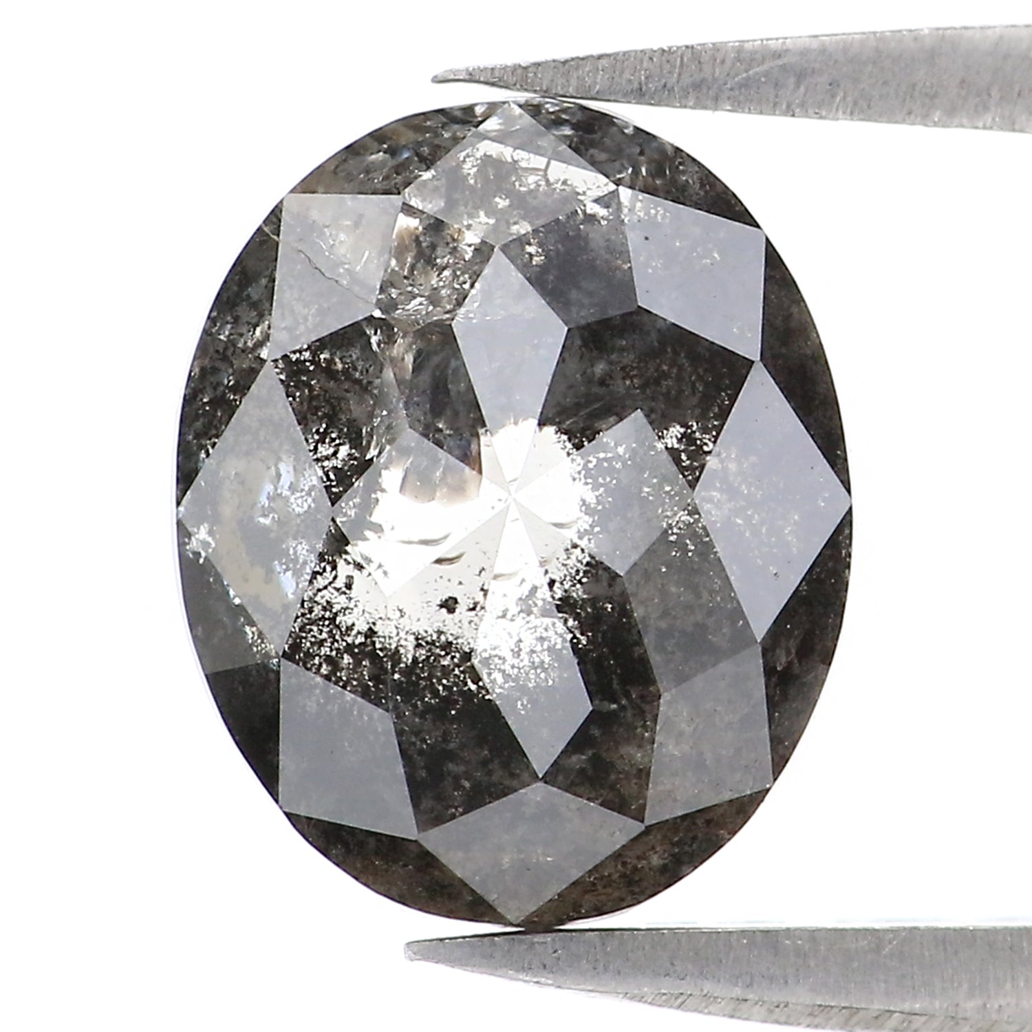 2.73 CT Natural Loose Oval Shape Diamond Salt And Pepper Oval Cut Diamond 9.65 MM Natural Loose Black Grey Color Oval Rose Cut Diamond LC25