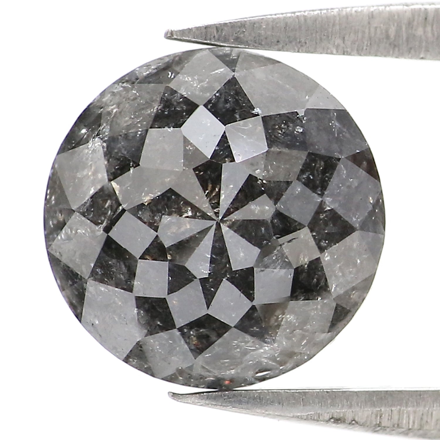 2.49 CT Natural Loose Round Rose Cut Diamond Salt And Pepper Round Diamond 8.15 MM Natural Loose Black Grey Color Rose Cut Diamond QL202