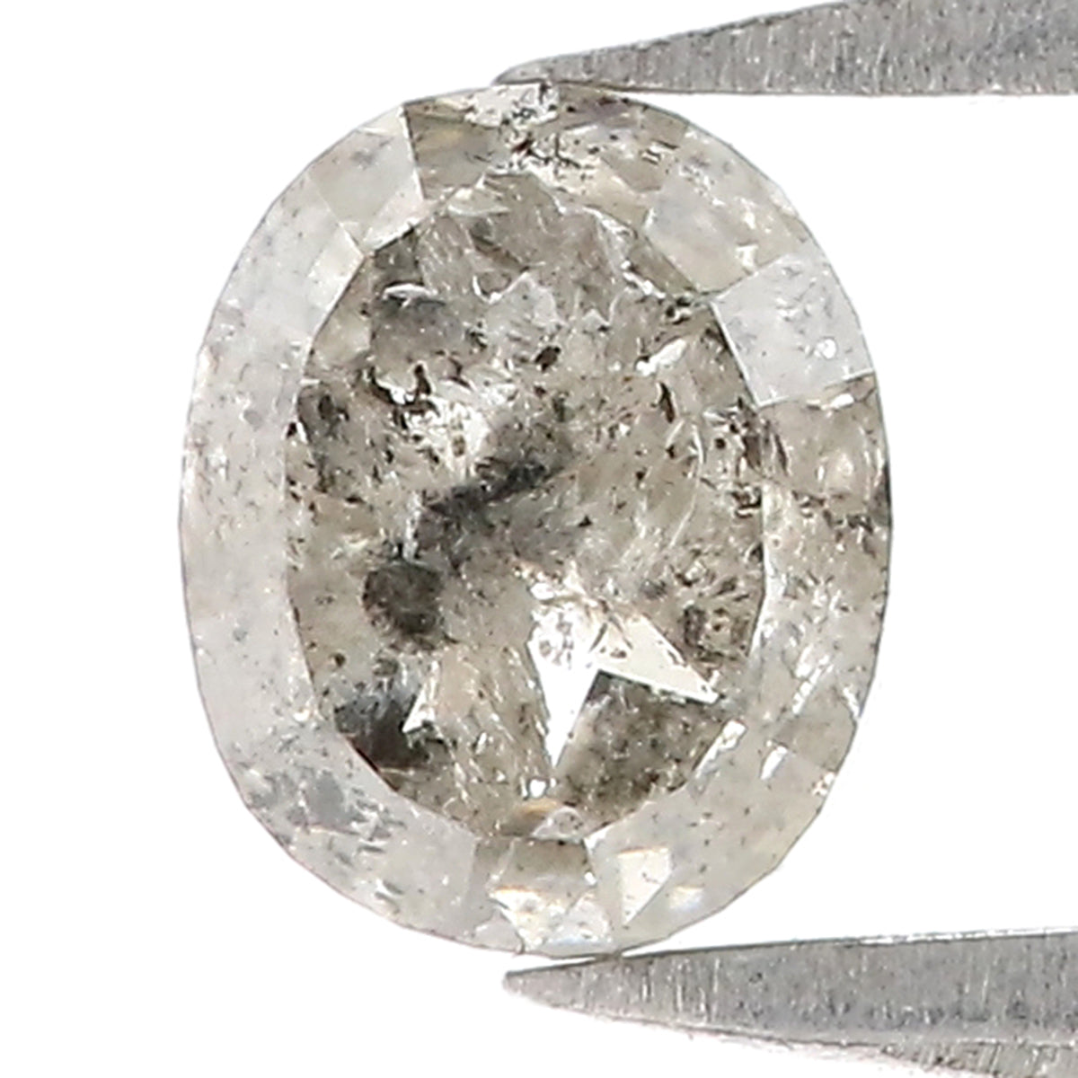 0.86 CT Natural Loose Oval Shape Diamond Salt And Pepper Oval Rose Cut Diamond 5.90 MM Natural Black Grey Color Oval Rose Cut Diamond LQ3027