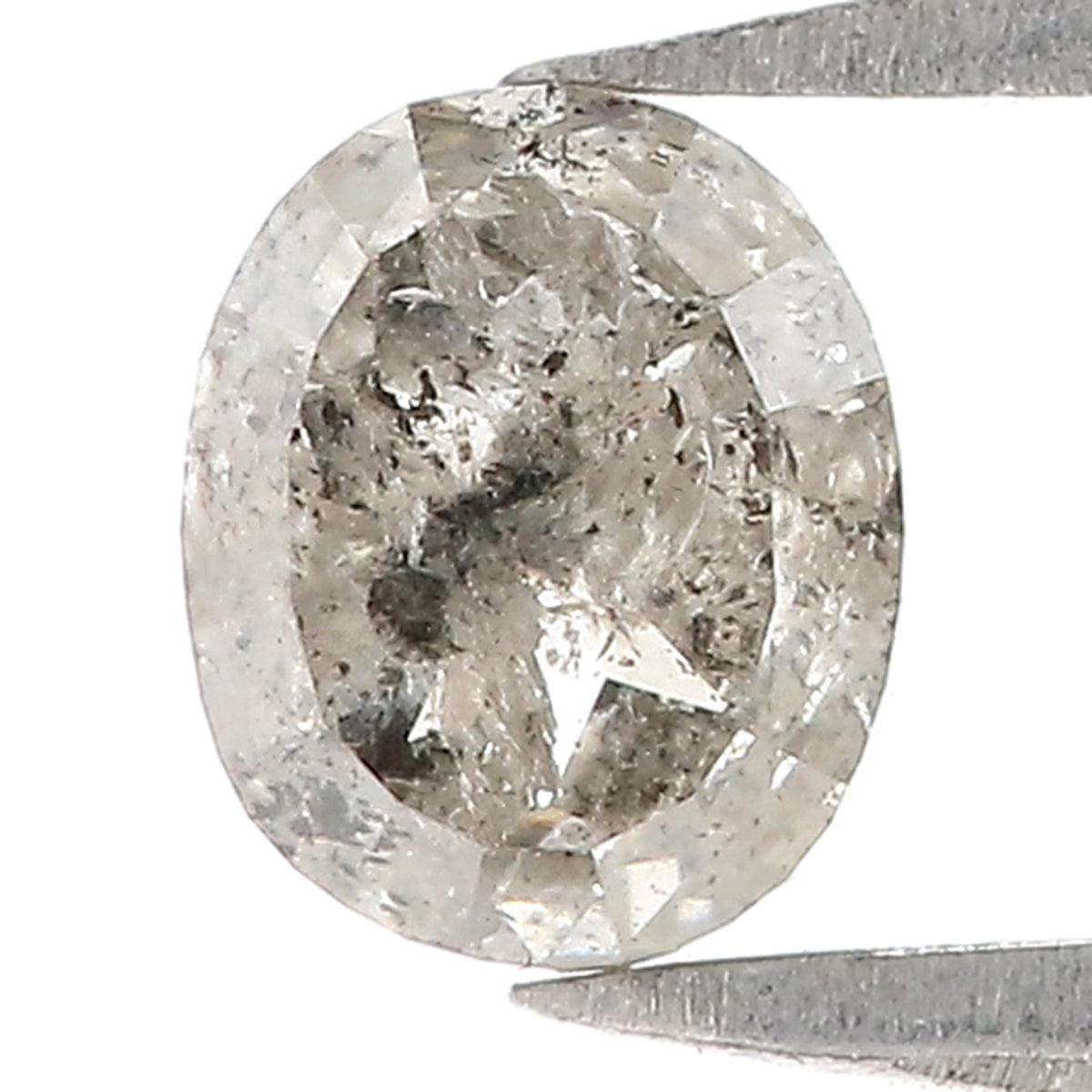 0.86 CT Natural Loose Oval Shape Diamond Salt And Pepper Oval Rose Cut Diamond 5.90 MM Natural Black Grey Color Oval Rose Cut Diamond QL3027